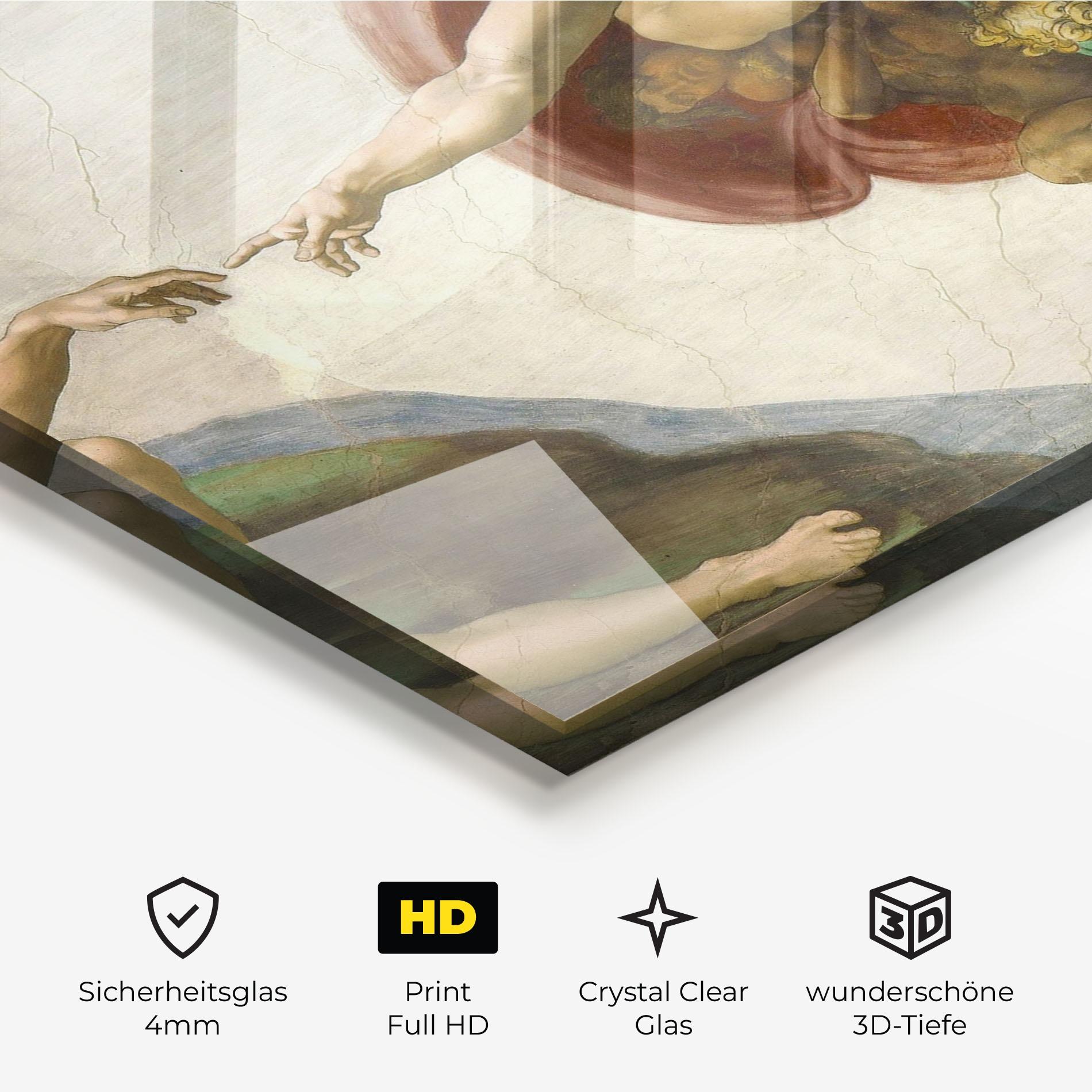 Glasbild The Creation Of Adam mockup 3