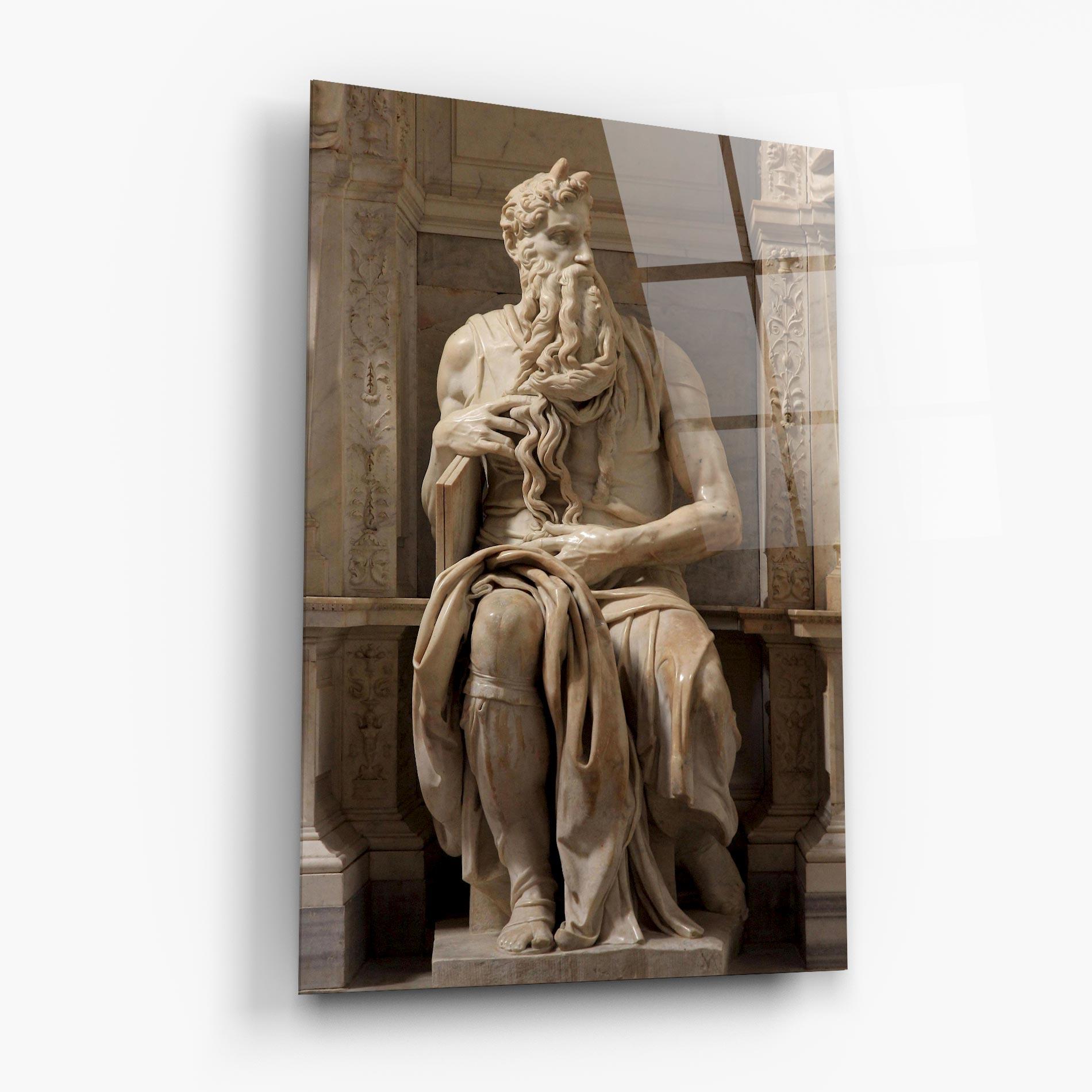 Glasbild Statue Moses mockup 6