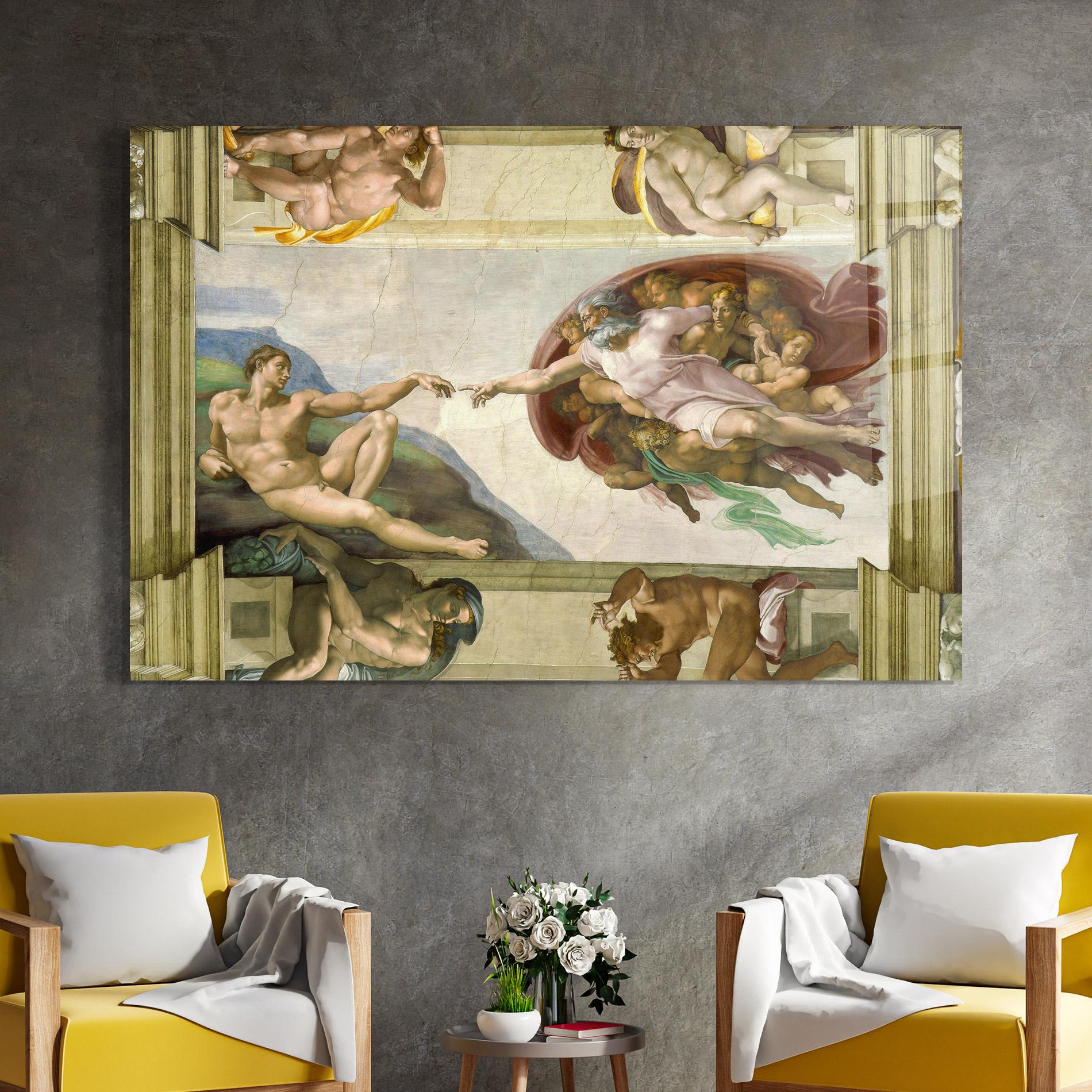 Glasbild Creacion De Adam mockup 4