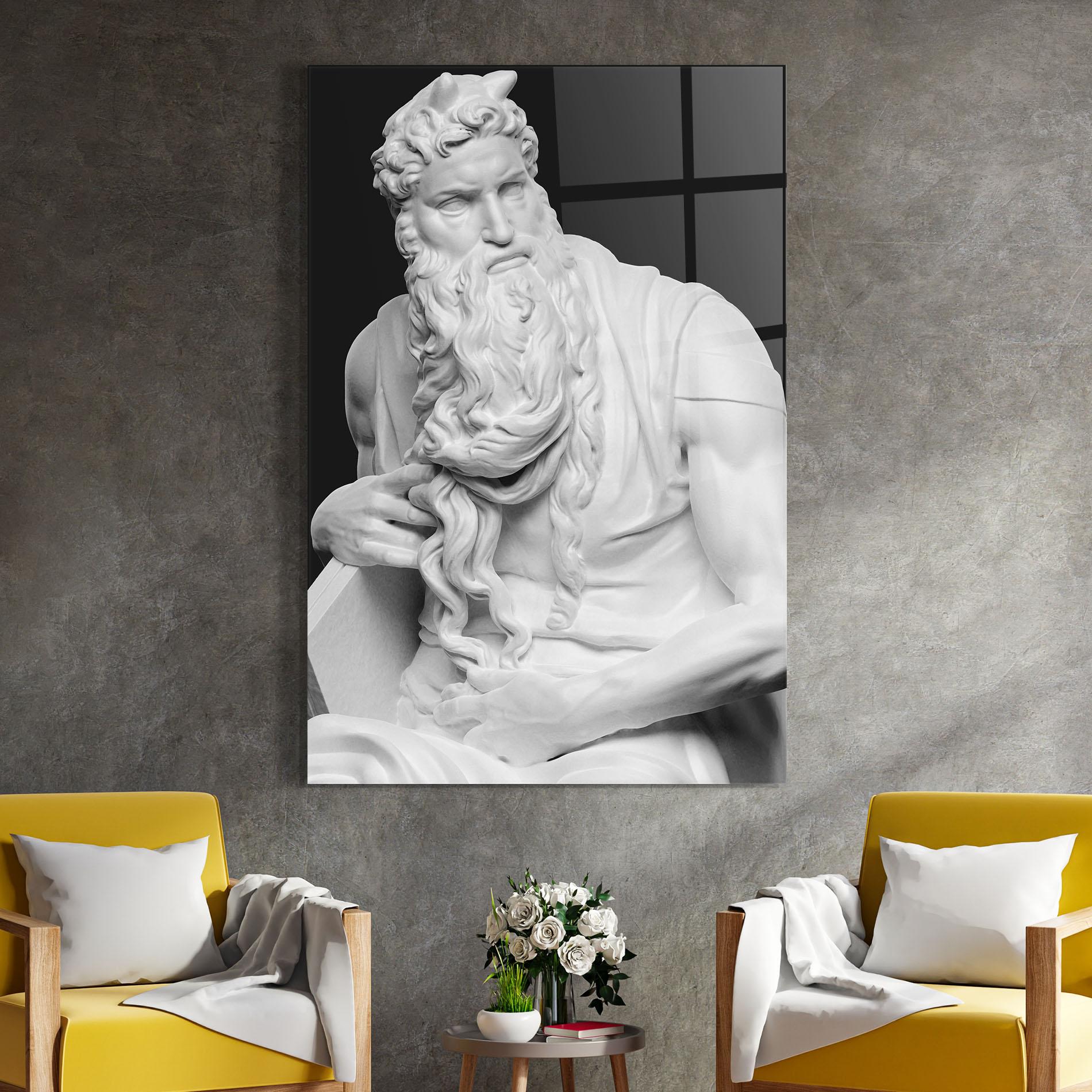 Glasbild Moses Statue mockup 4