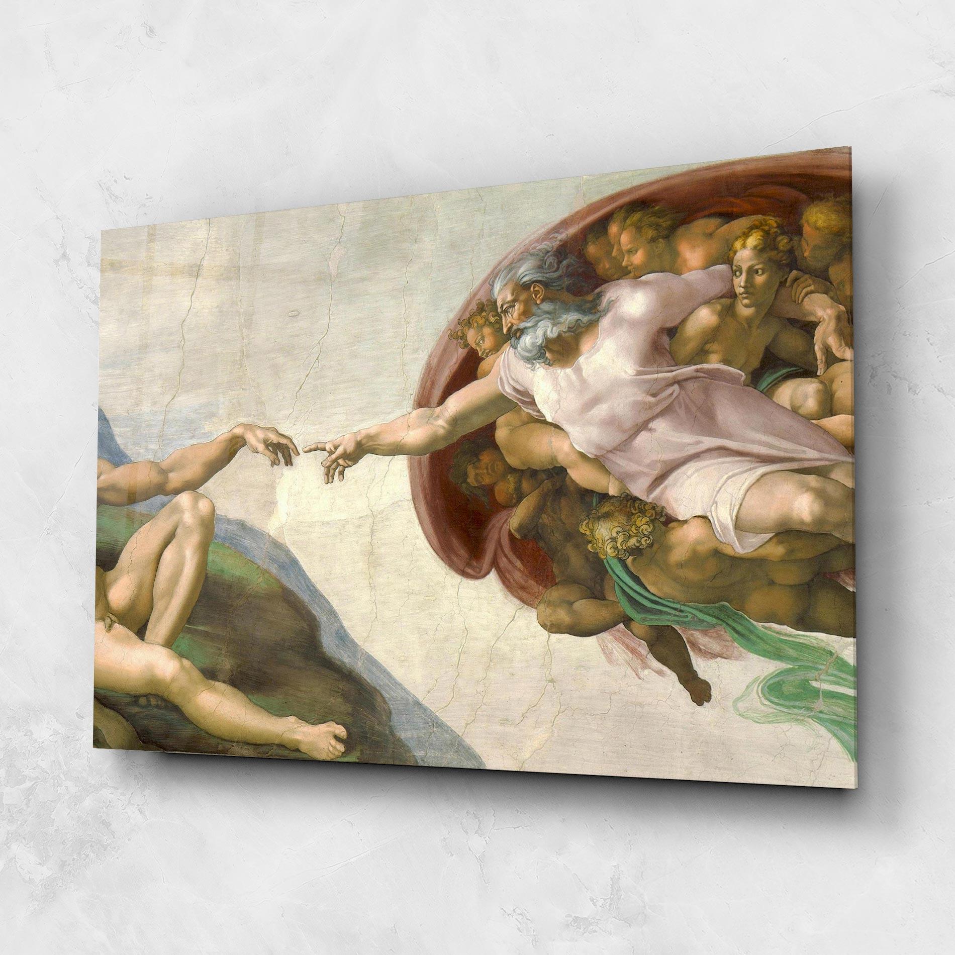 Glasbild The Creation Of Adam mockup 1
