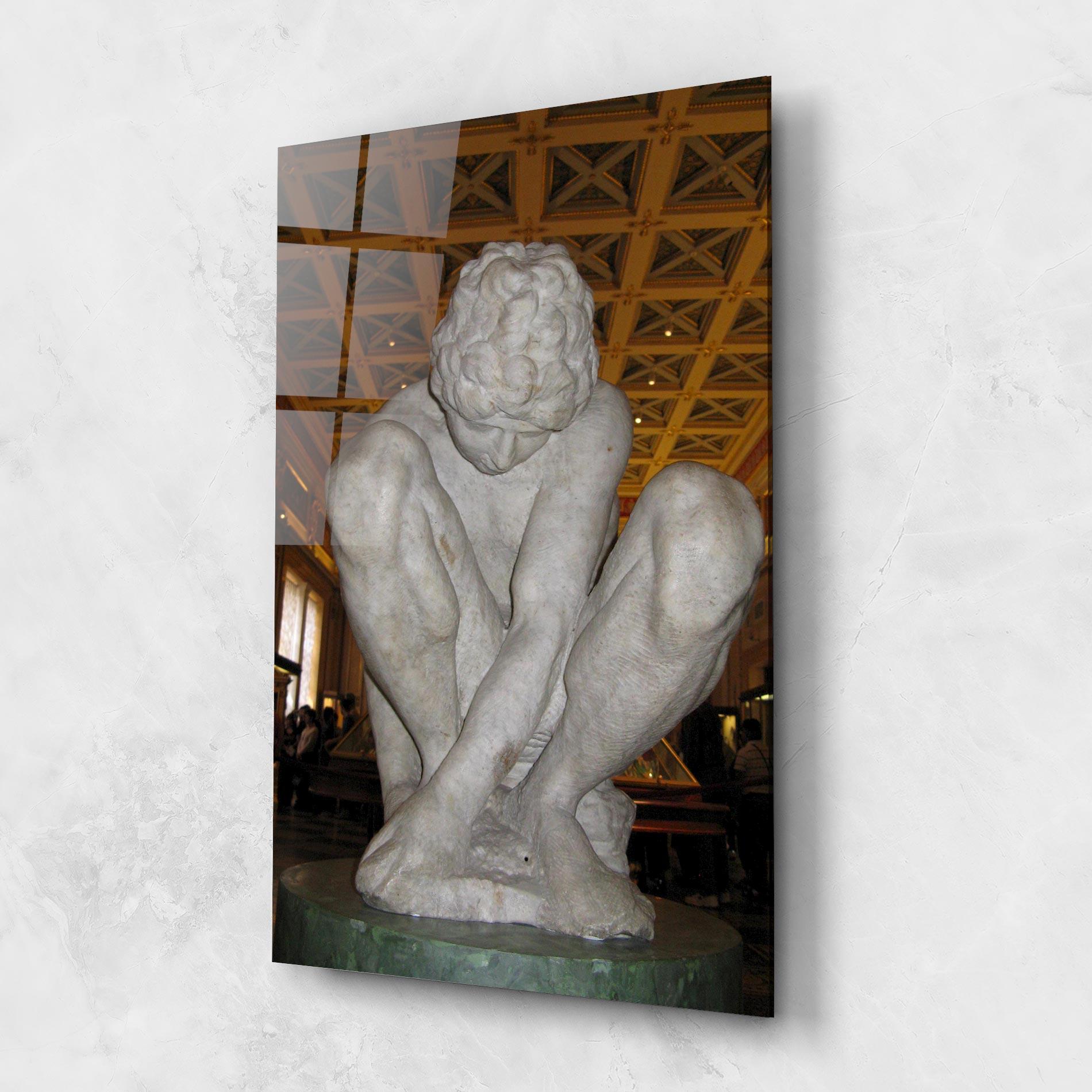 Glasbild Crouching Boy mockup 1