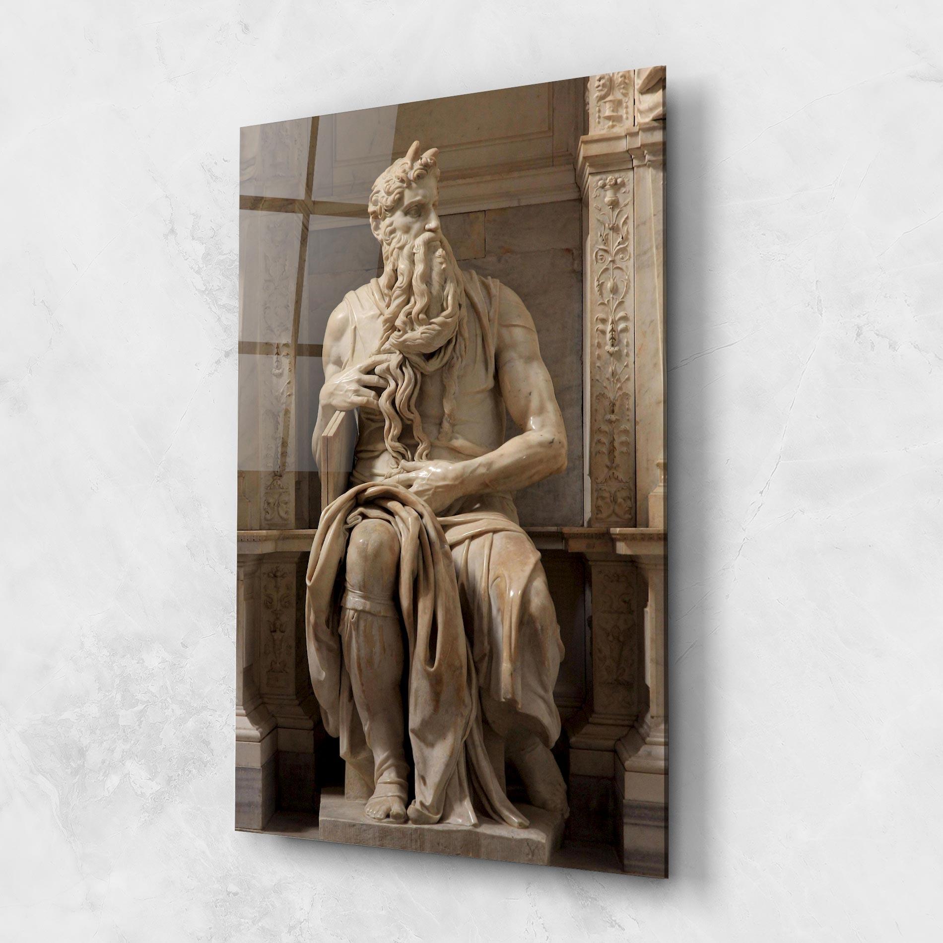 Glasbild Statue Moses mockup 1