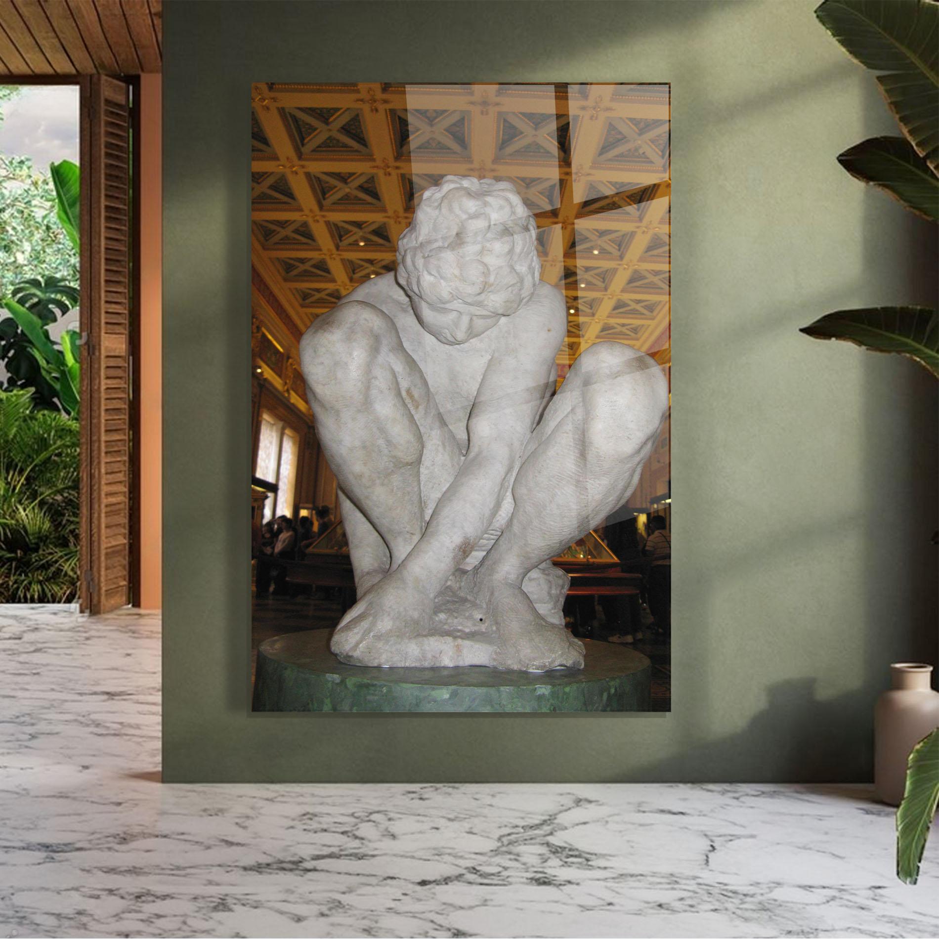 Glasbild Crouching Boy mockup 7