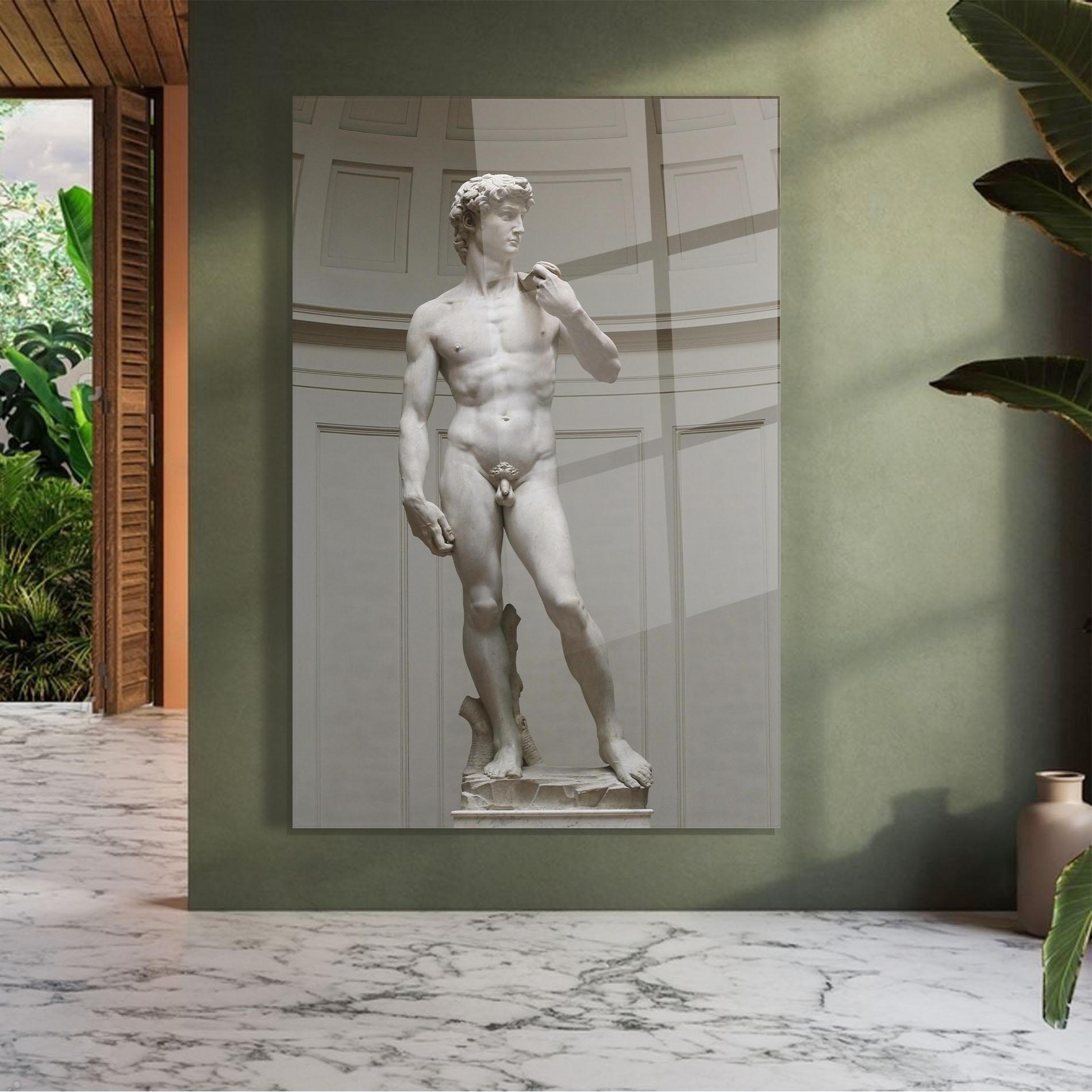 Glasbild Michelangelo Statue mockup 7
