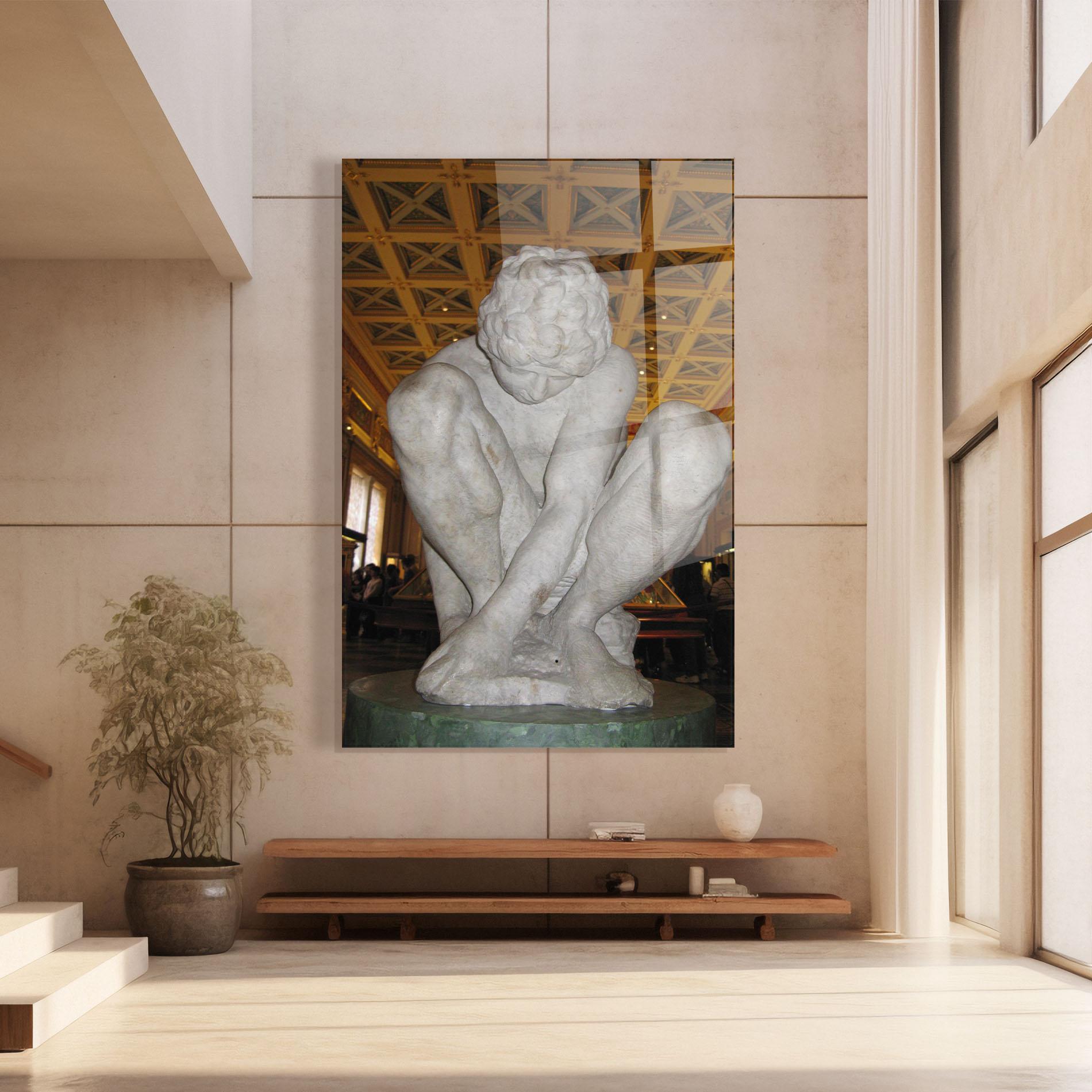 Glasbild Crouching Boy mockup 8