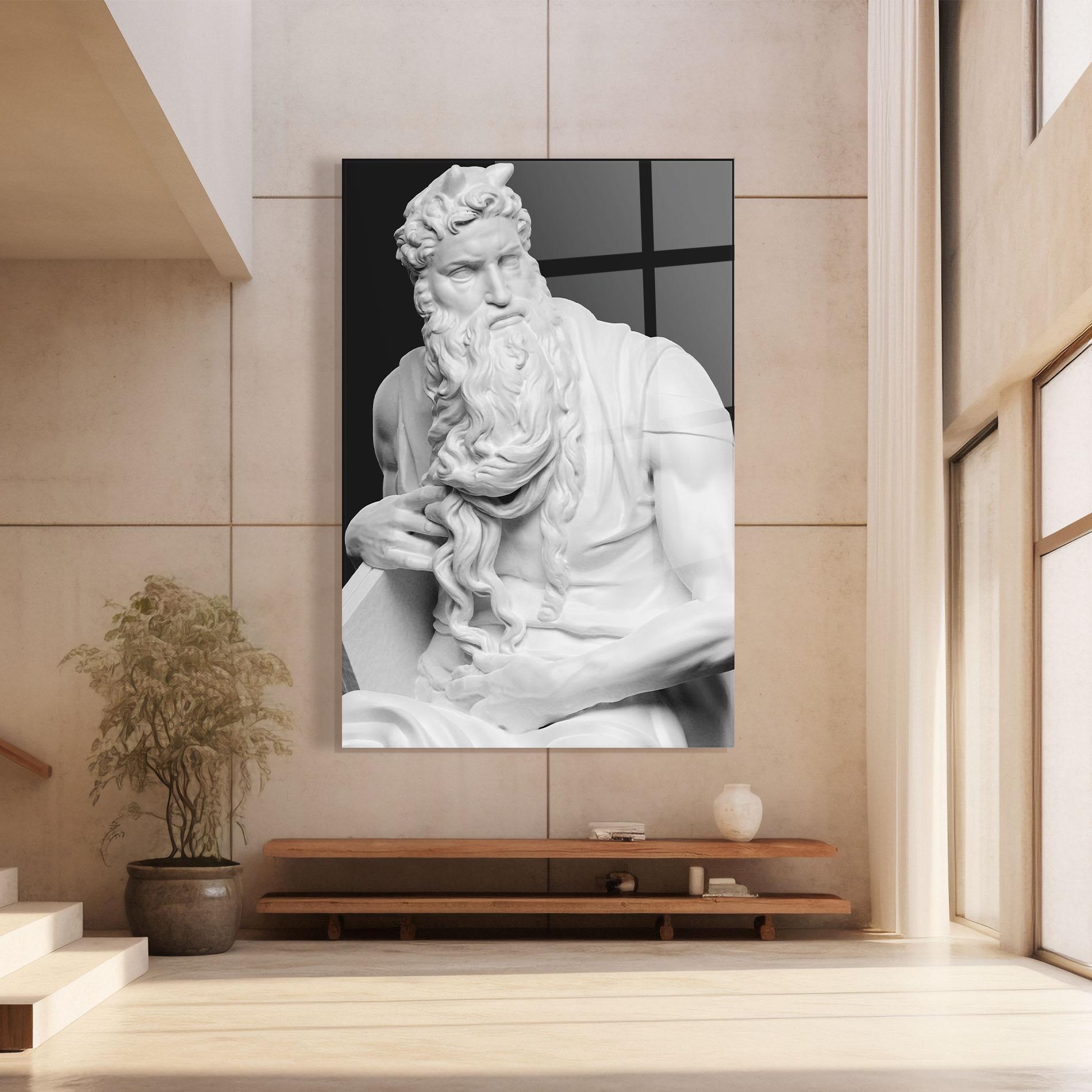 Glasbild Moses Statue mockup 8