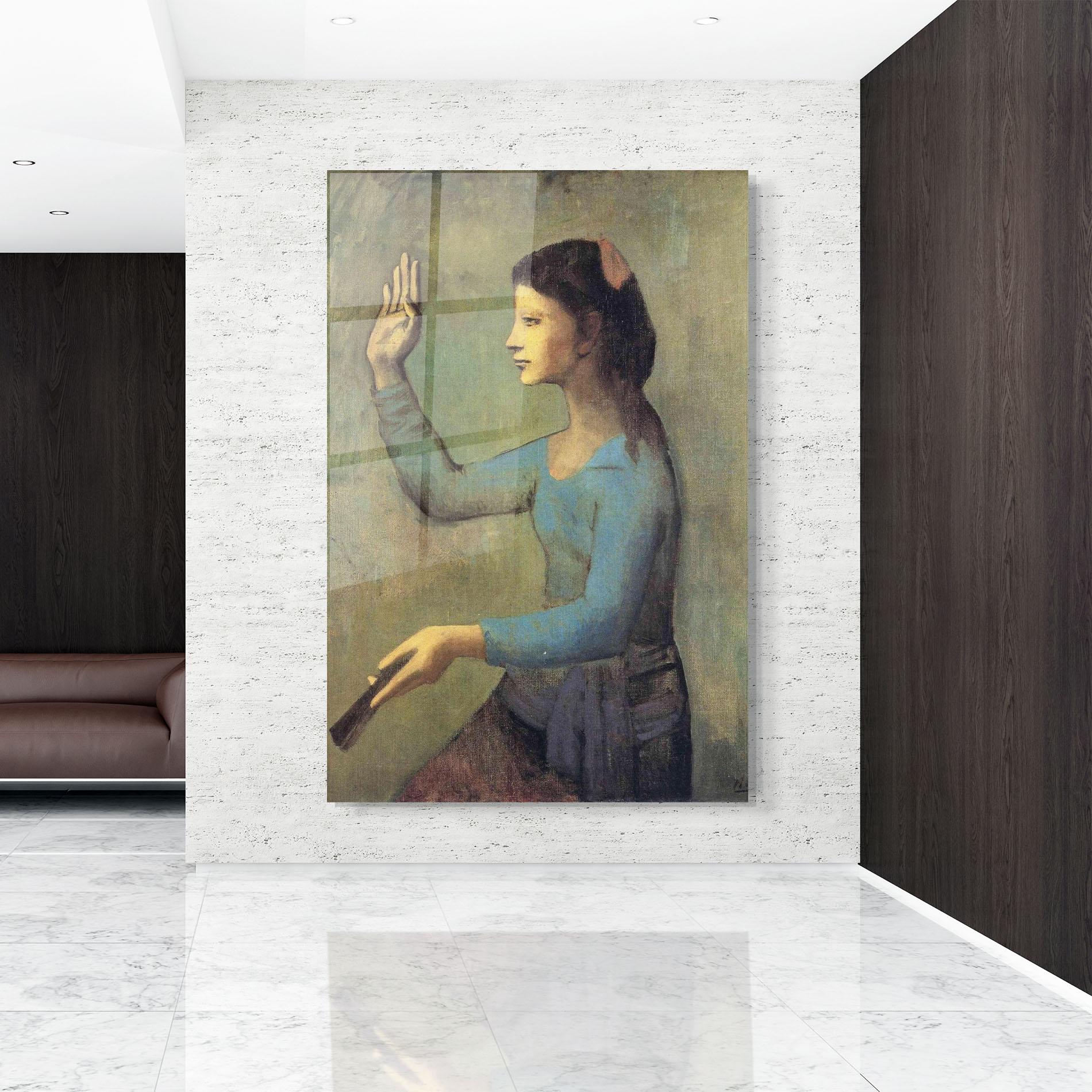 Glasbild Lady With A Fan mockup 9