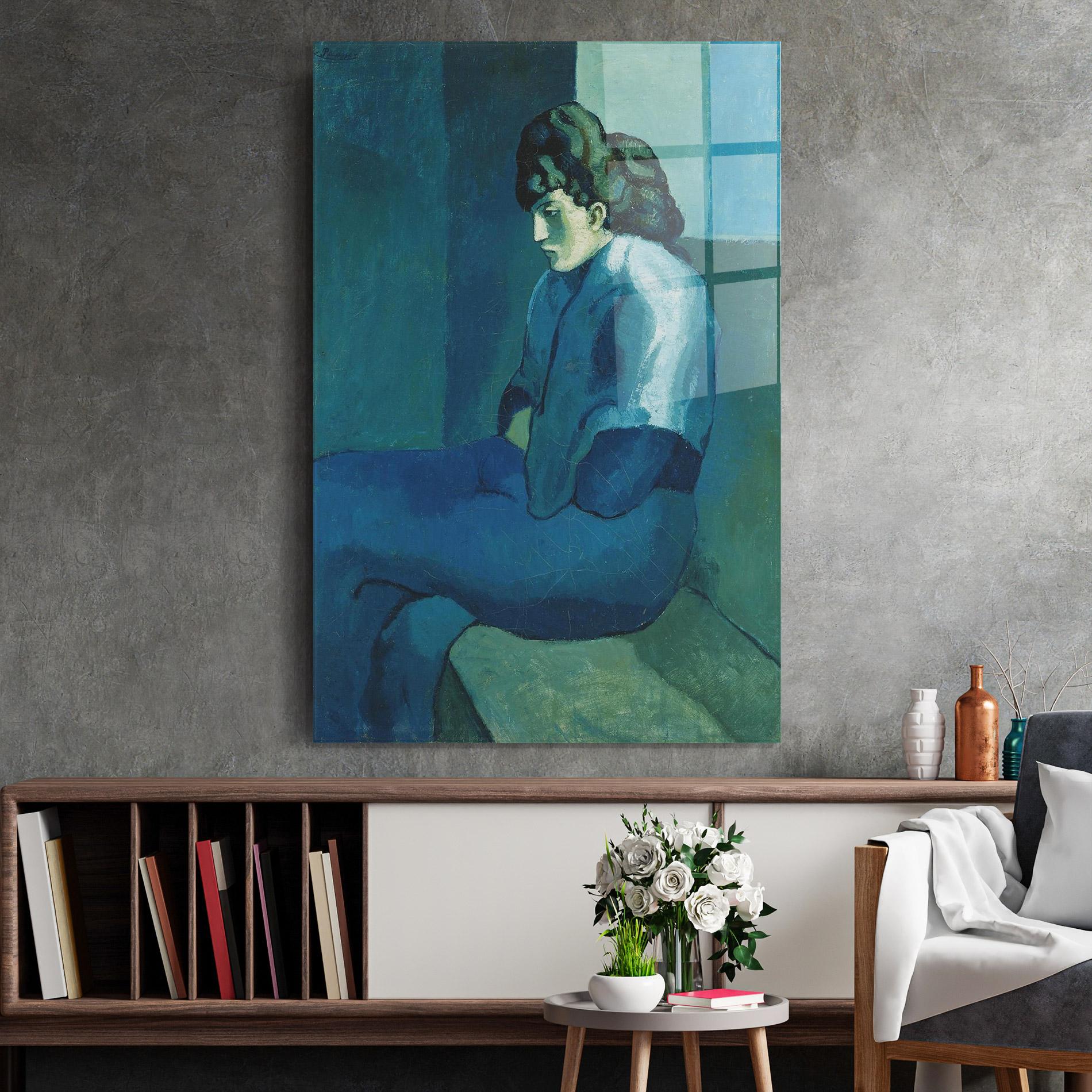 Glasbild Femme Assise mockup 2