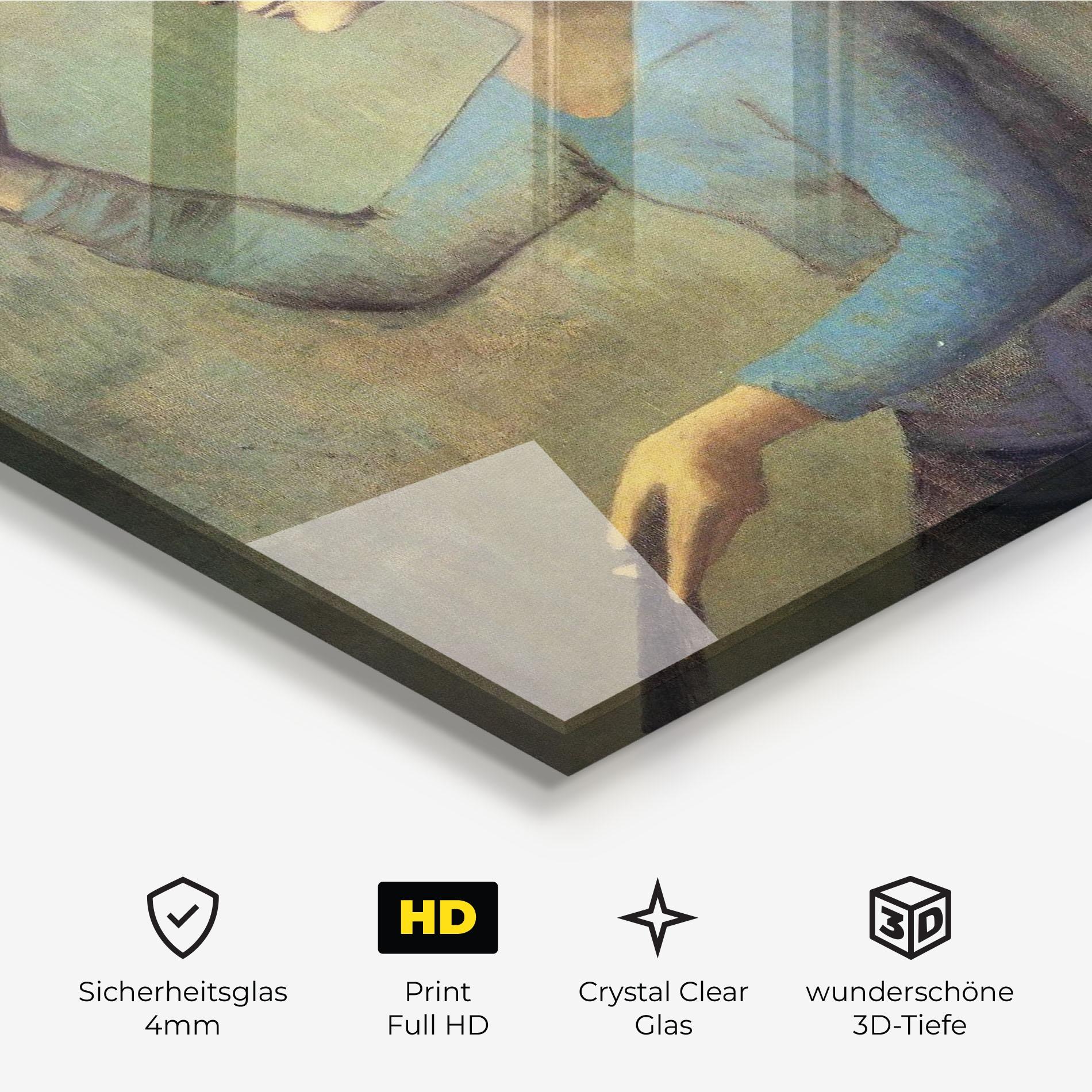 Glasbild Lady With A Fan mockup 3