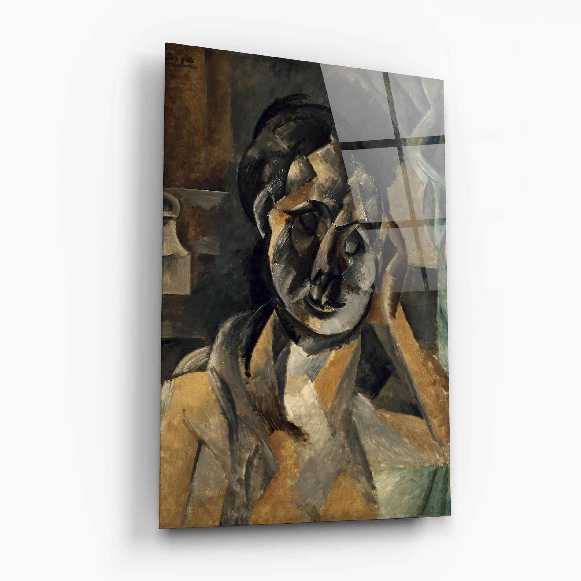 Glasbild Woman With Mustard mockup 6