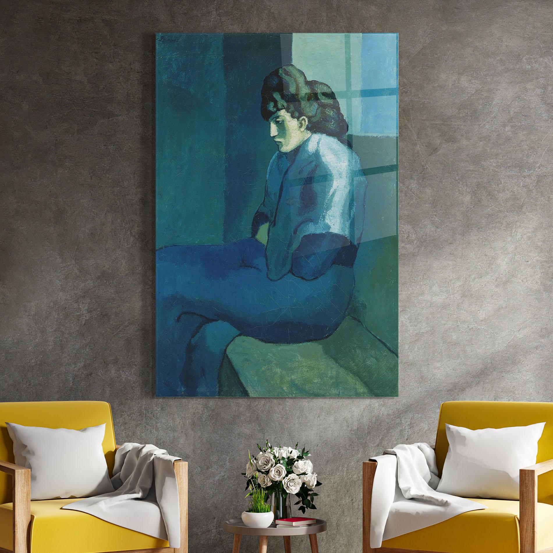 Glasbild Femme Assise mockup 4