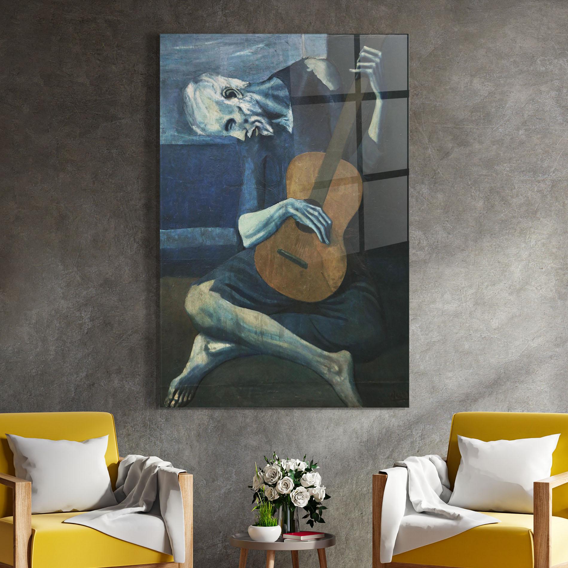 Glasbild Old Guitarist mockup 4