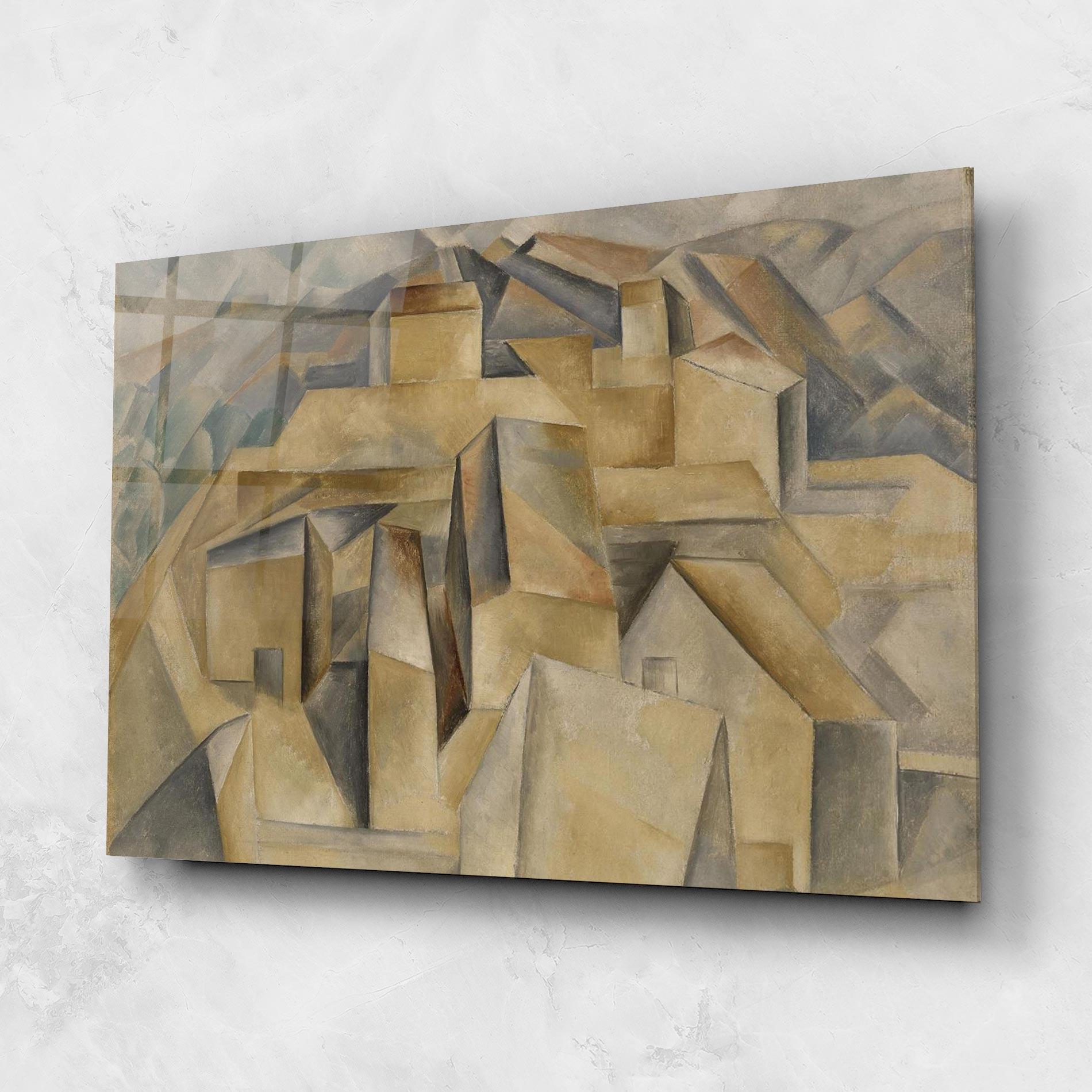 Glasbild Houses On The Hill mockup 1