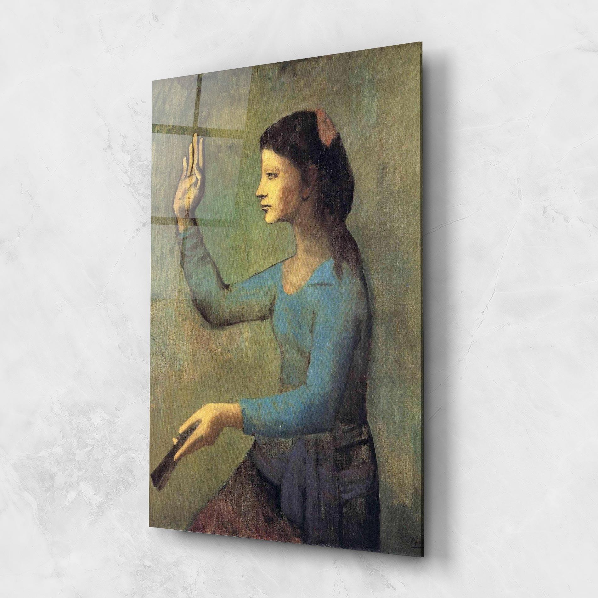 Glasbild Lady With A Fan mockup 1