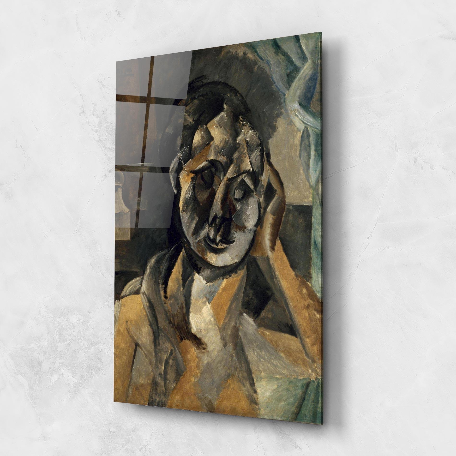 Glasbild Woman With Mustard mockup 1