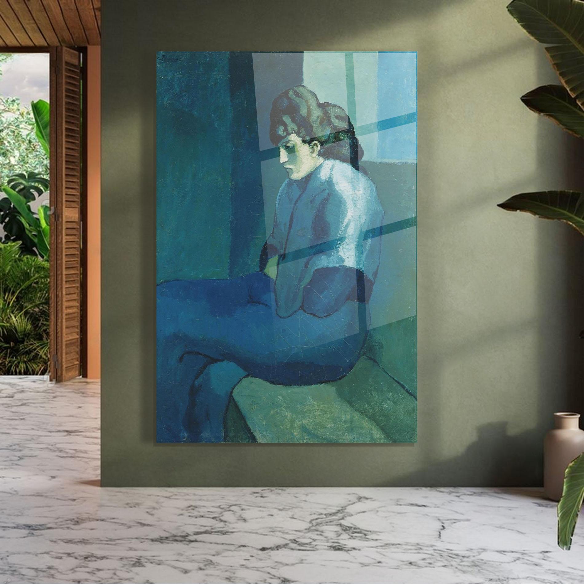 Glasbild Femme Assise mockup 7