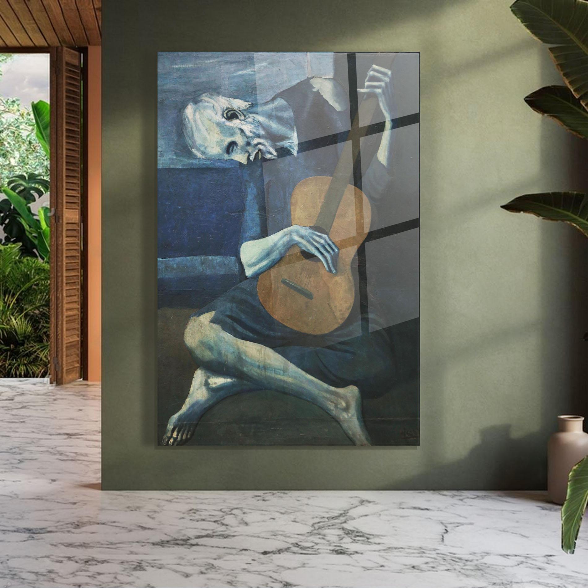 Glasbild Old Guitarist mockup 7