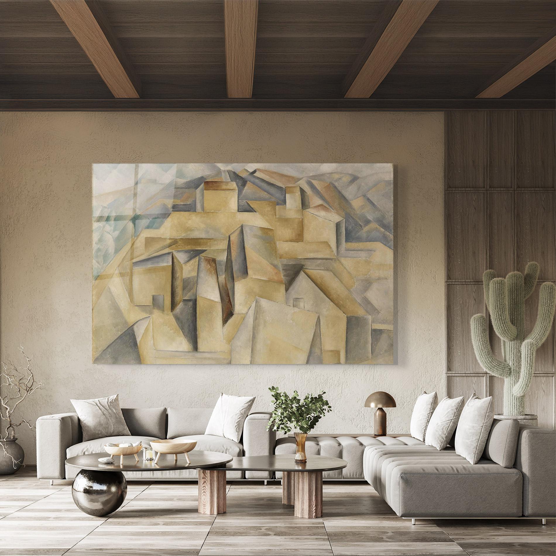 Glasbild Houses On The Hill mockup 8