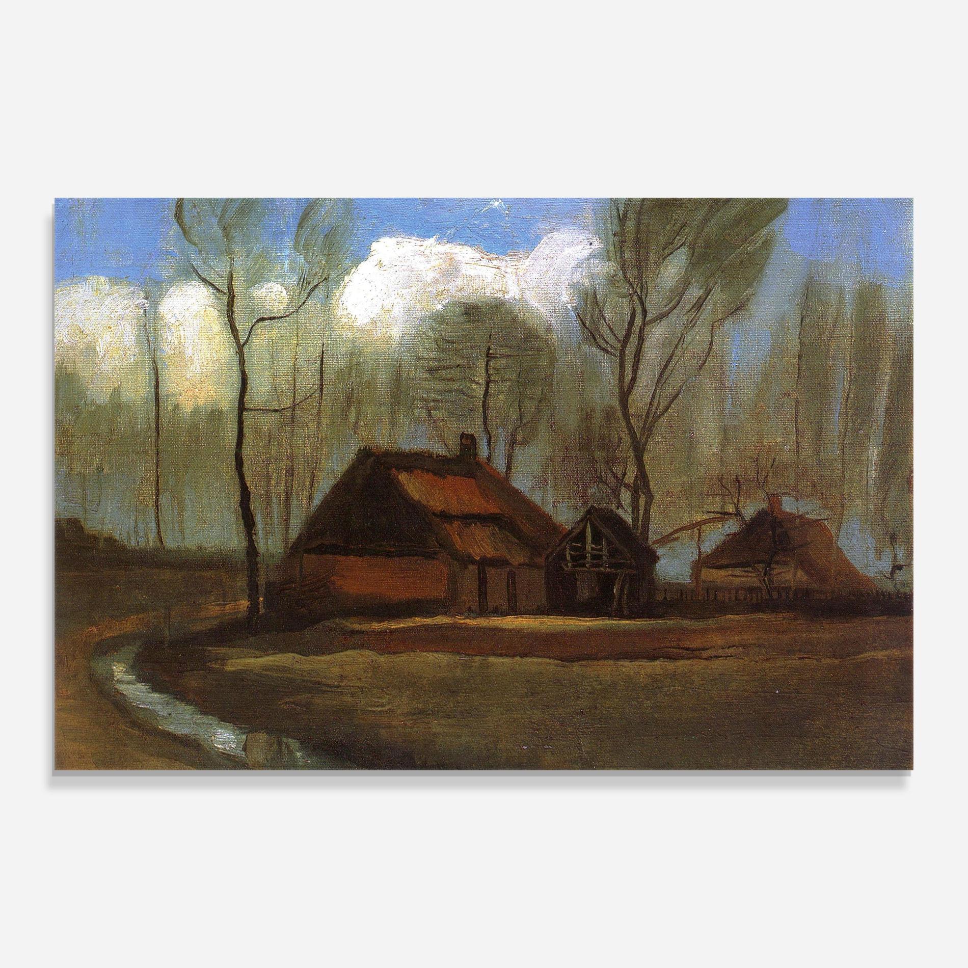 Glasbild Farmhouses Among Trees mockup 0
