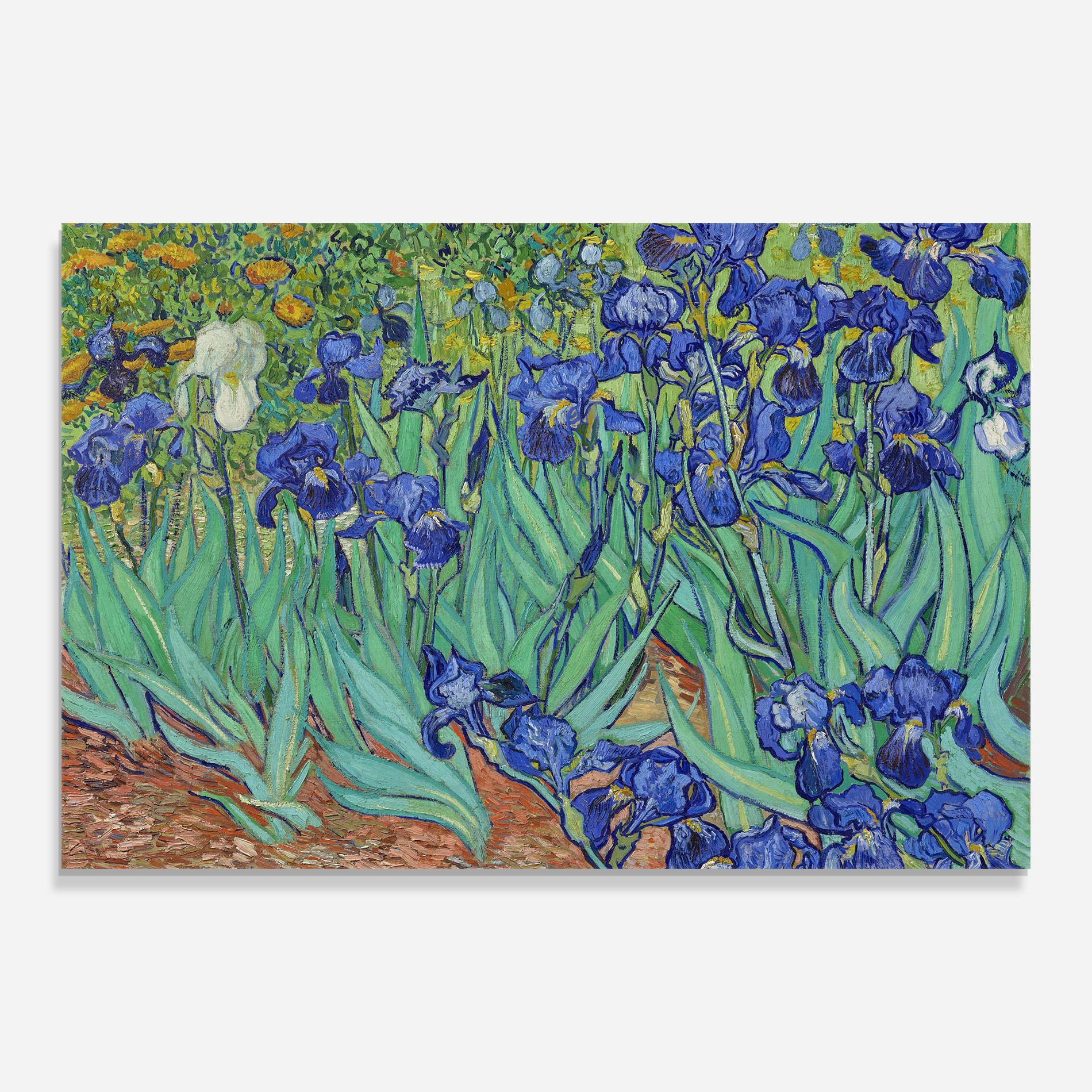 Glasbild Irises Van Gogh mockup 0