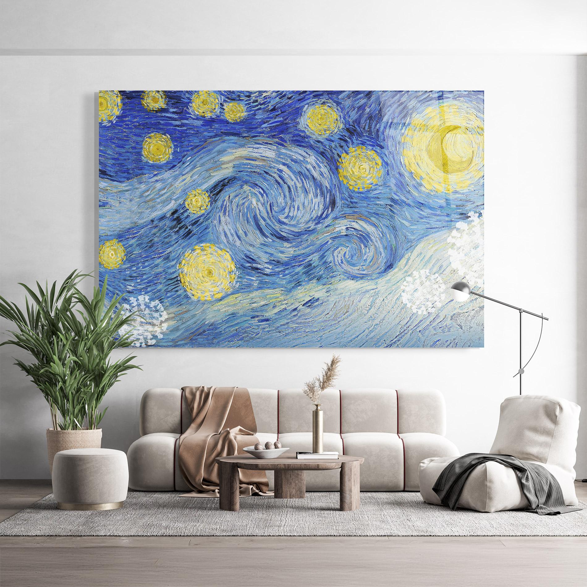 Glasbild Van Gogh Starry Night mockup 9