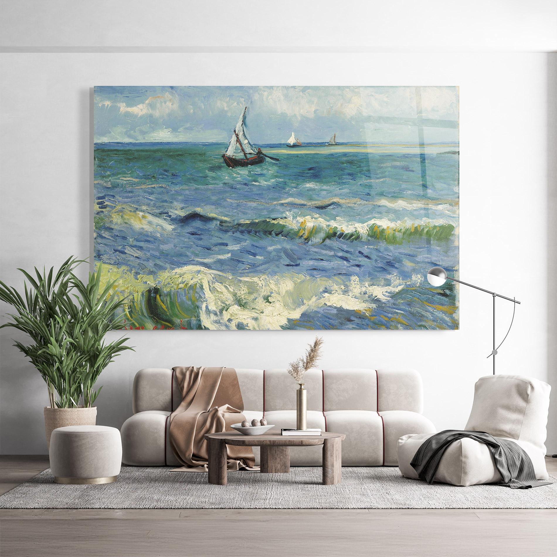 Glasbild Zeegezicht Saintes Maries mockup 9