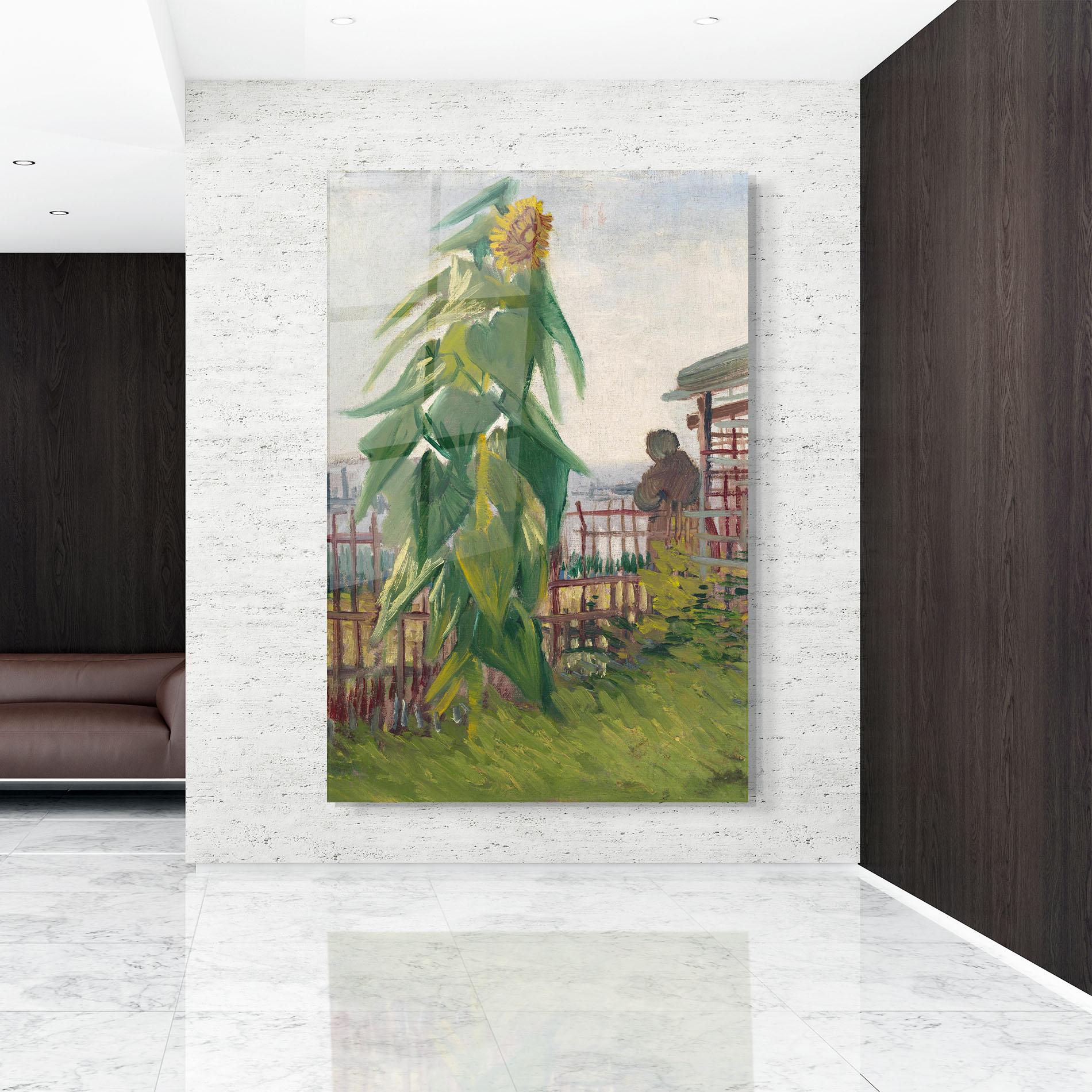 Glasbild Allotment With Sunflower mockup 9