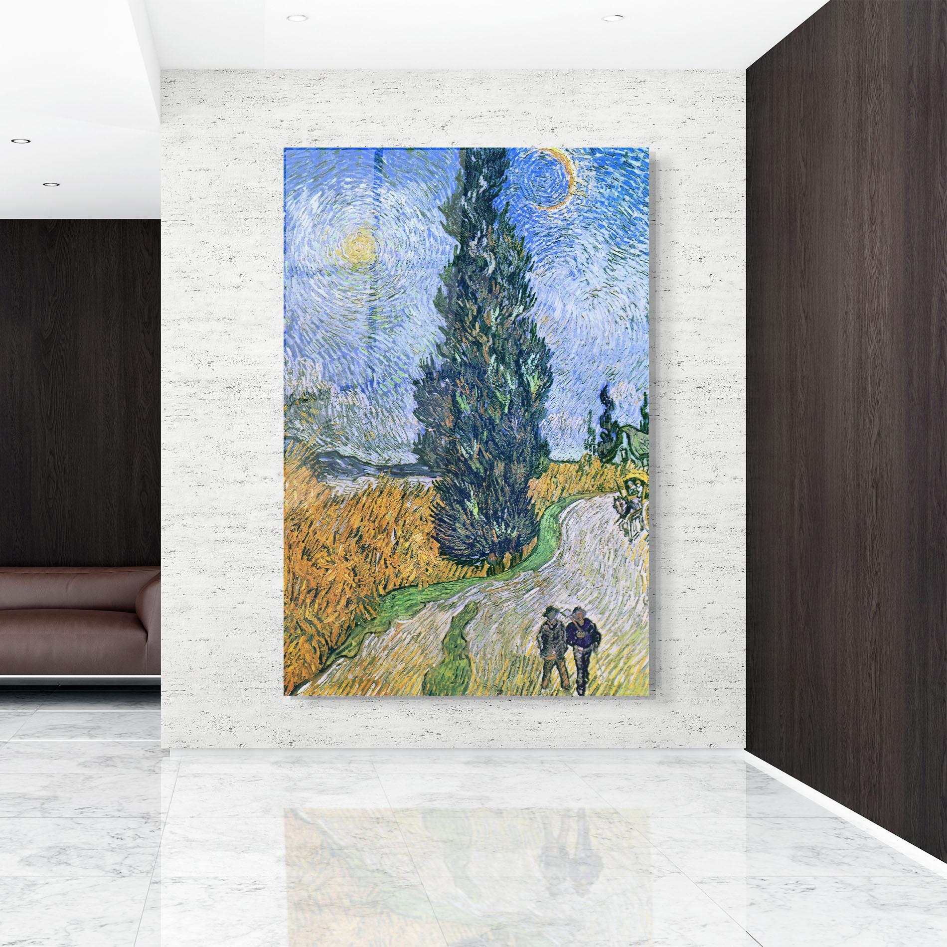 Glasbild Road With Cypress mockup 9