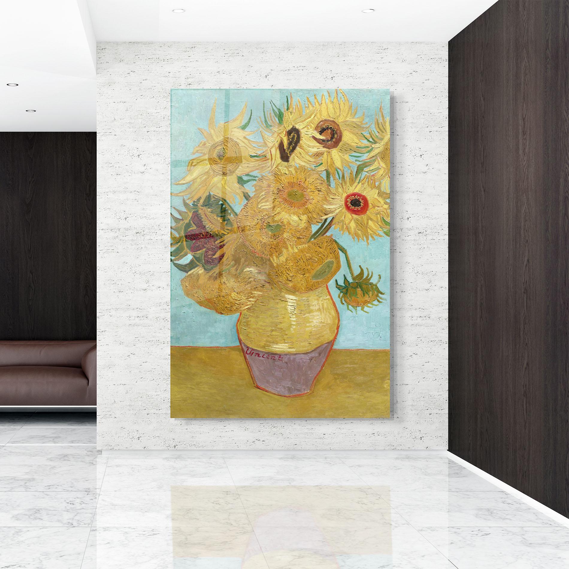 Glasbild Twelve Sunflowers mockup 9