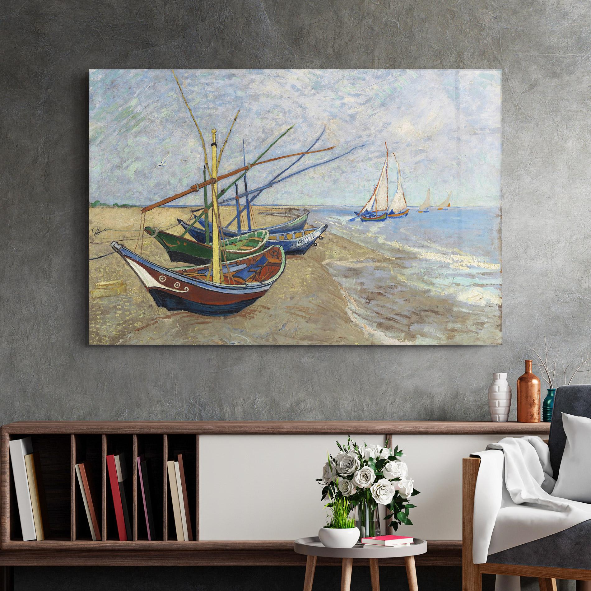 Glasbild Boats Beach mockup 2