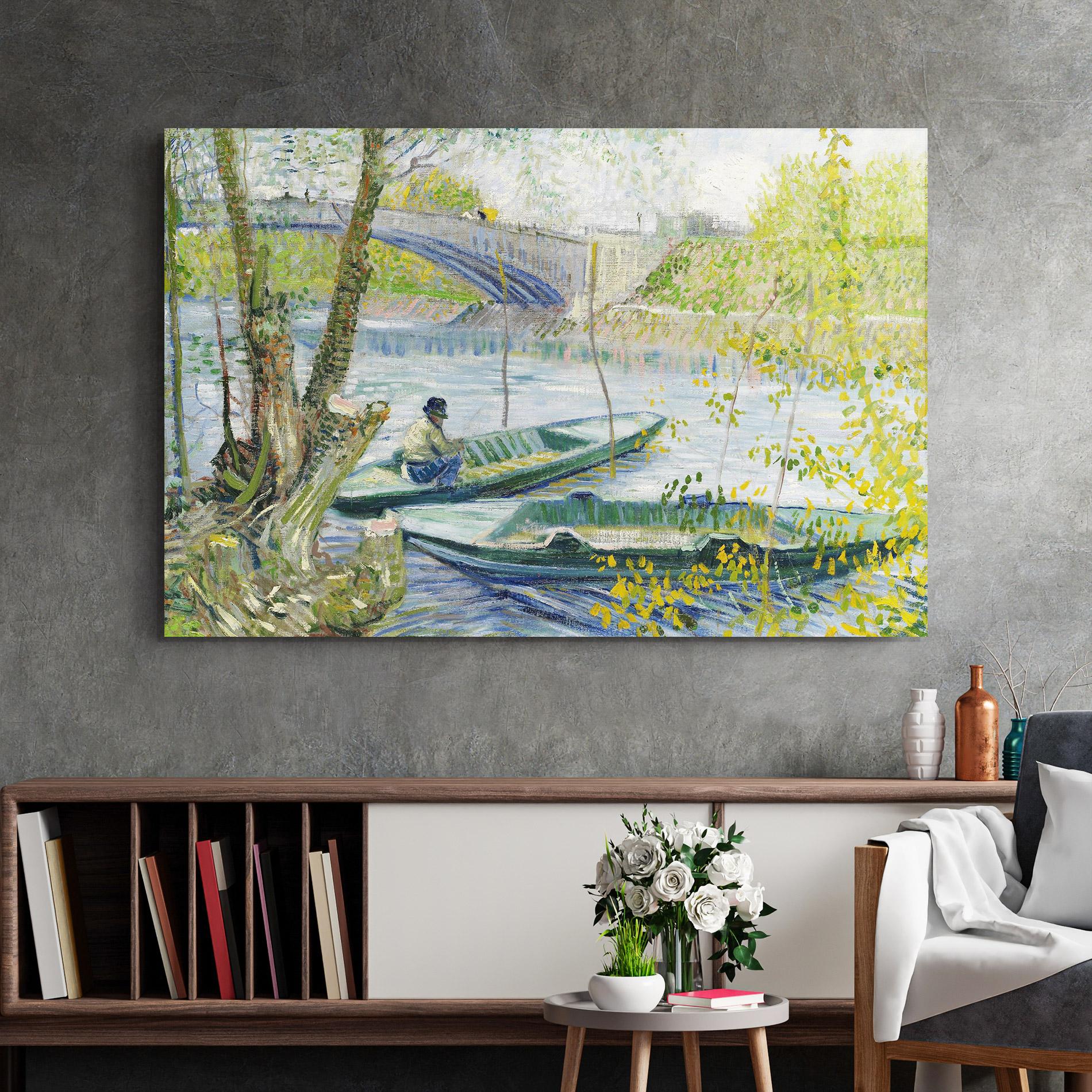 Glasbild Fishing In Spring mockup 2