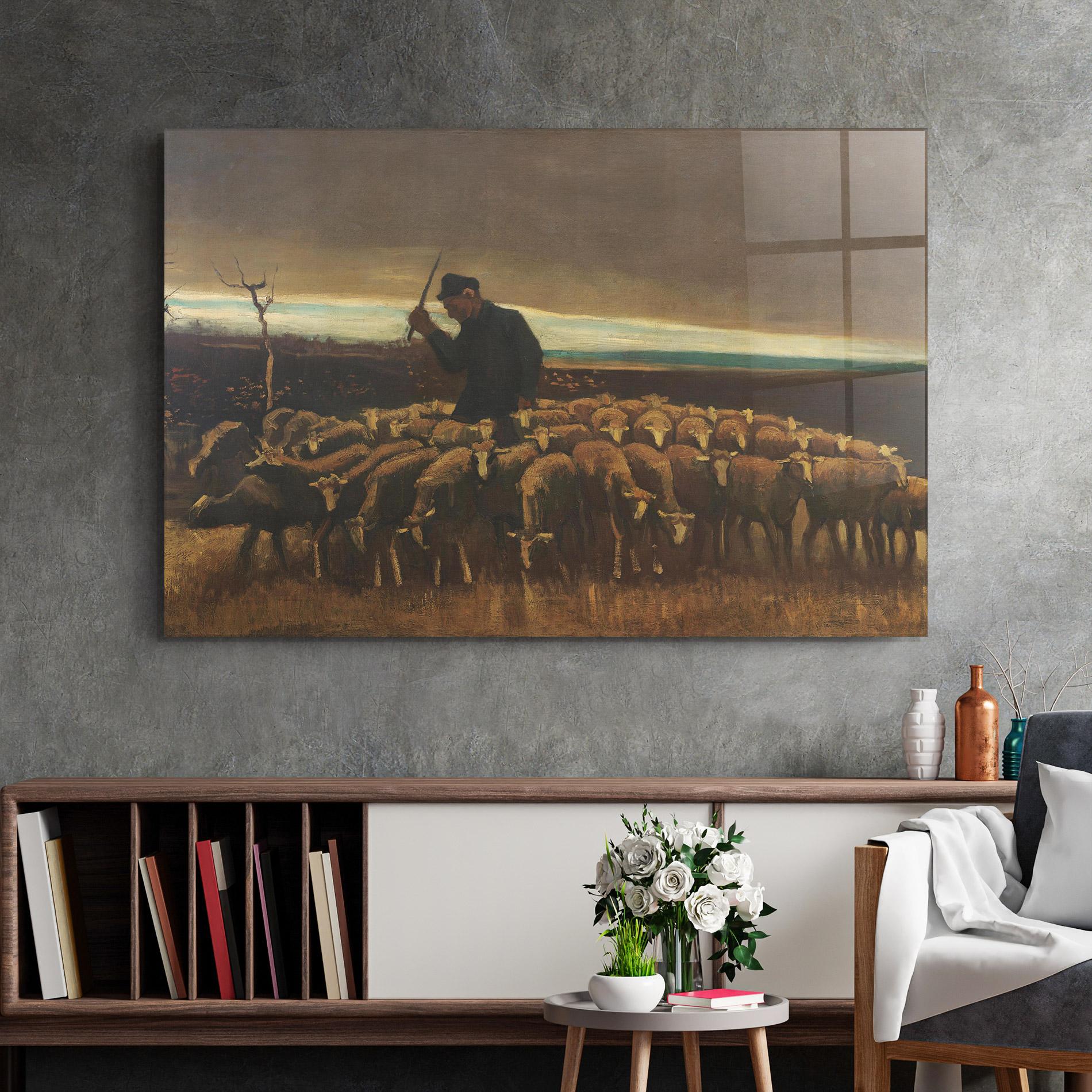 Glasbild Flock Of Sheep mockup 2