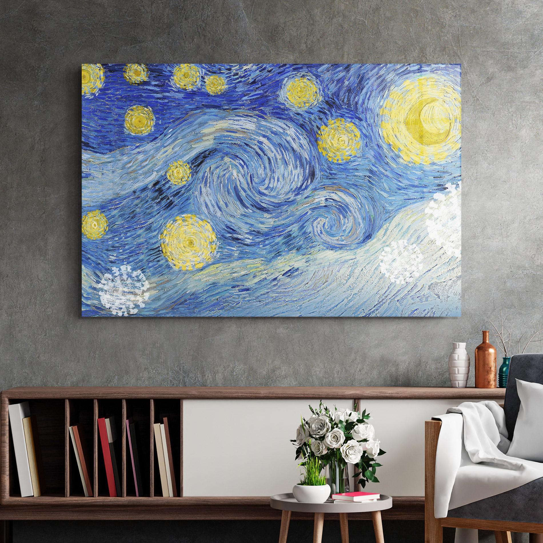 Glasbild Van Gogh Starry Night mockup 2
