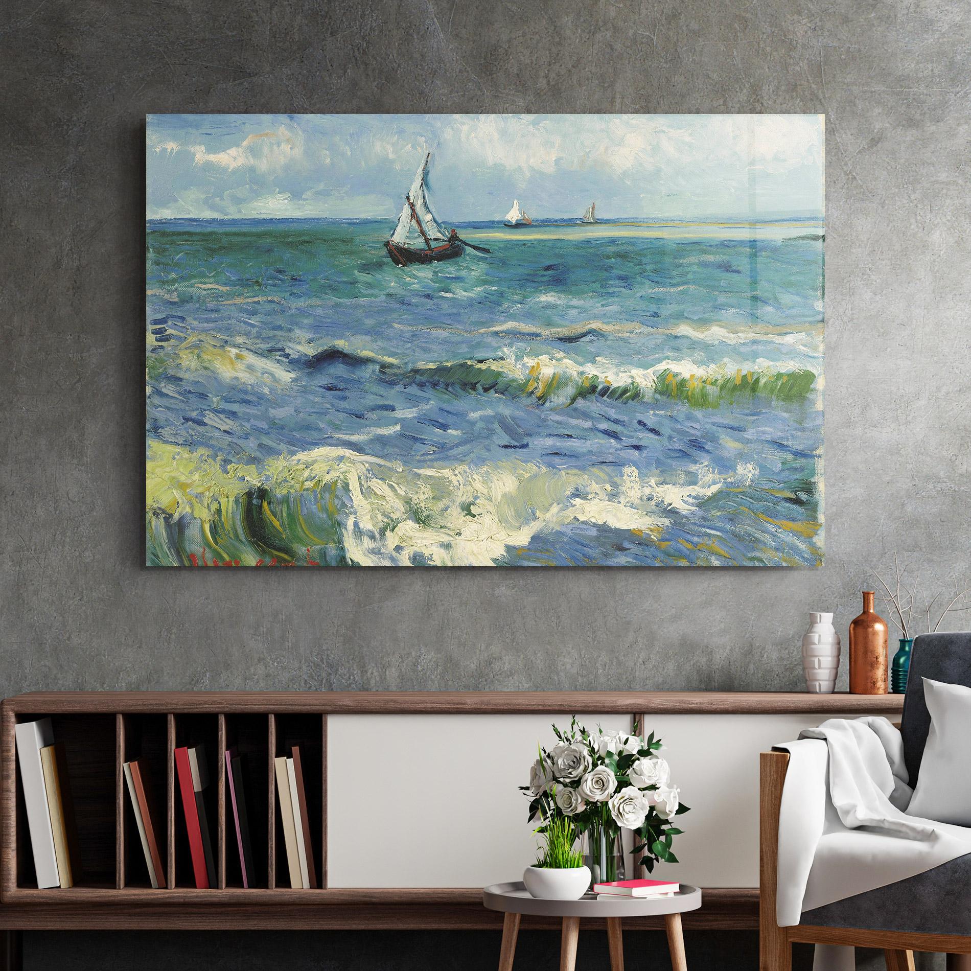 Glasbild Zeegezicht Saintes Maries mockup 2