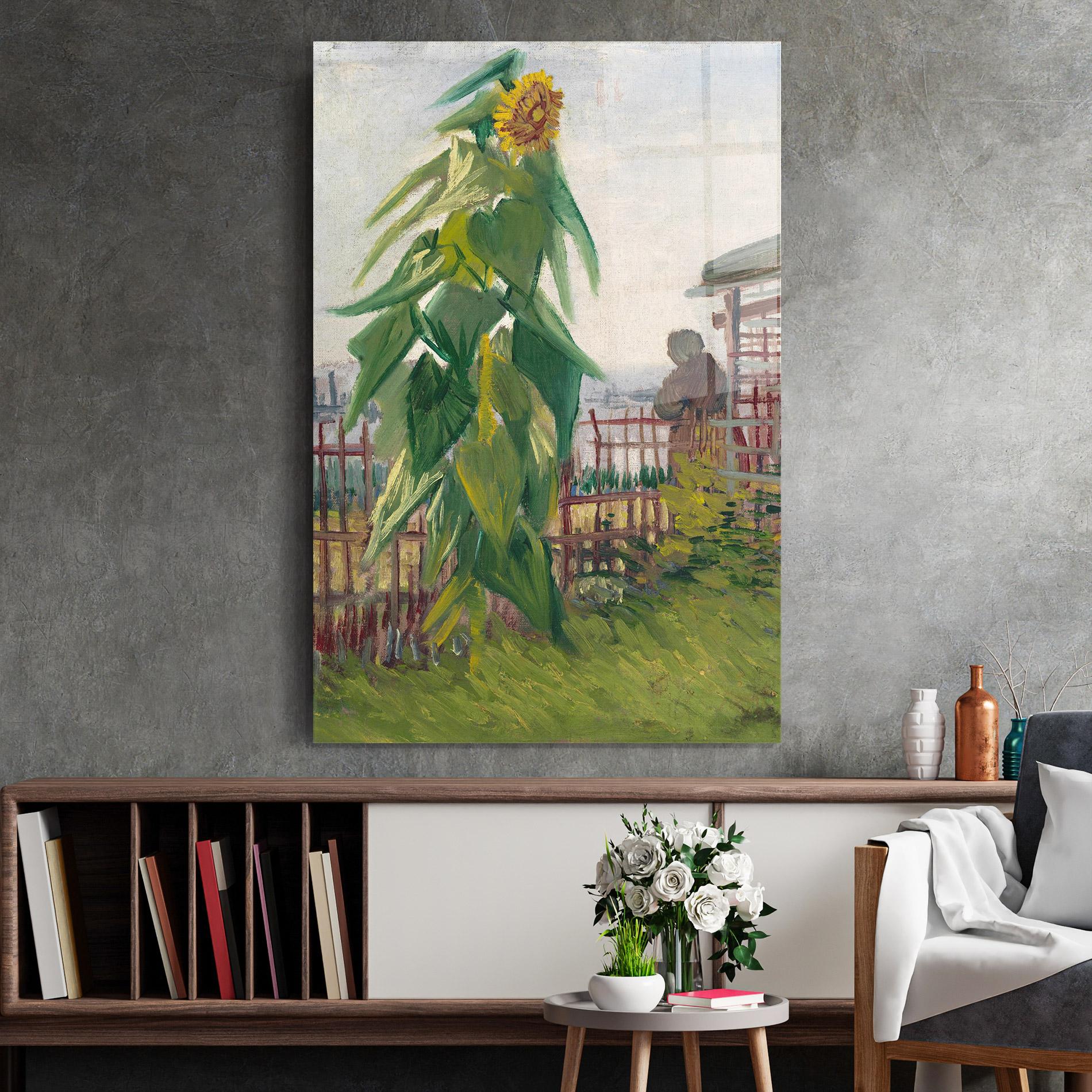 Glasbild Allotment With Sunflower mockup 2