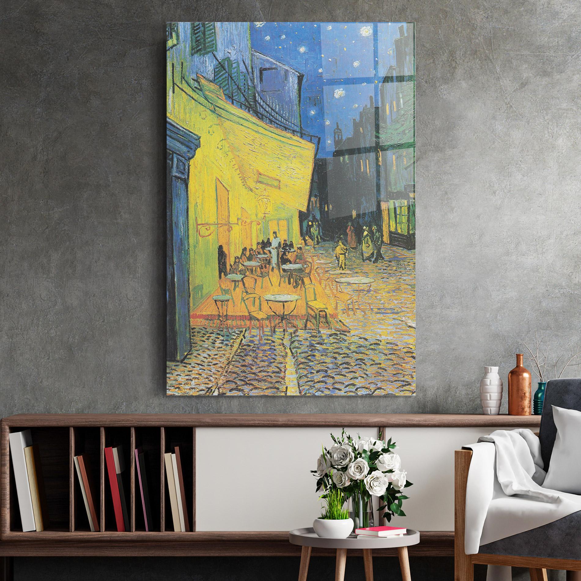 Glasbild Cafe Terrace At Night mockup 2