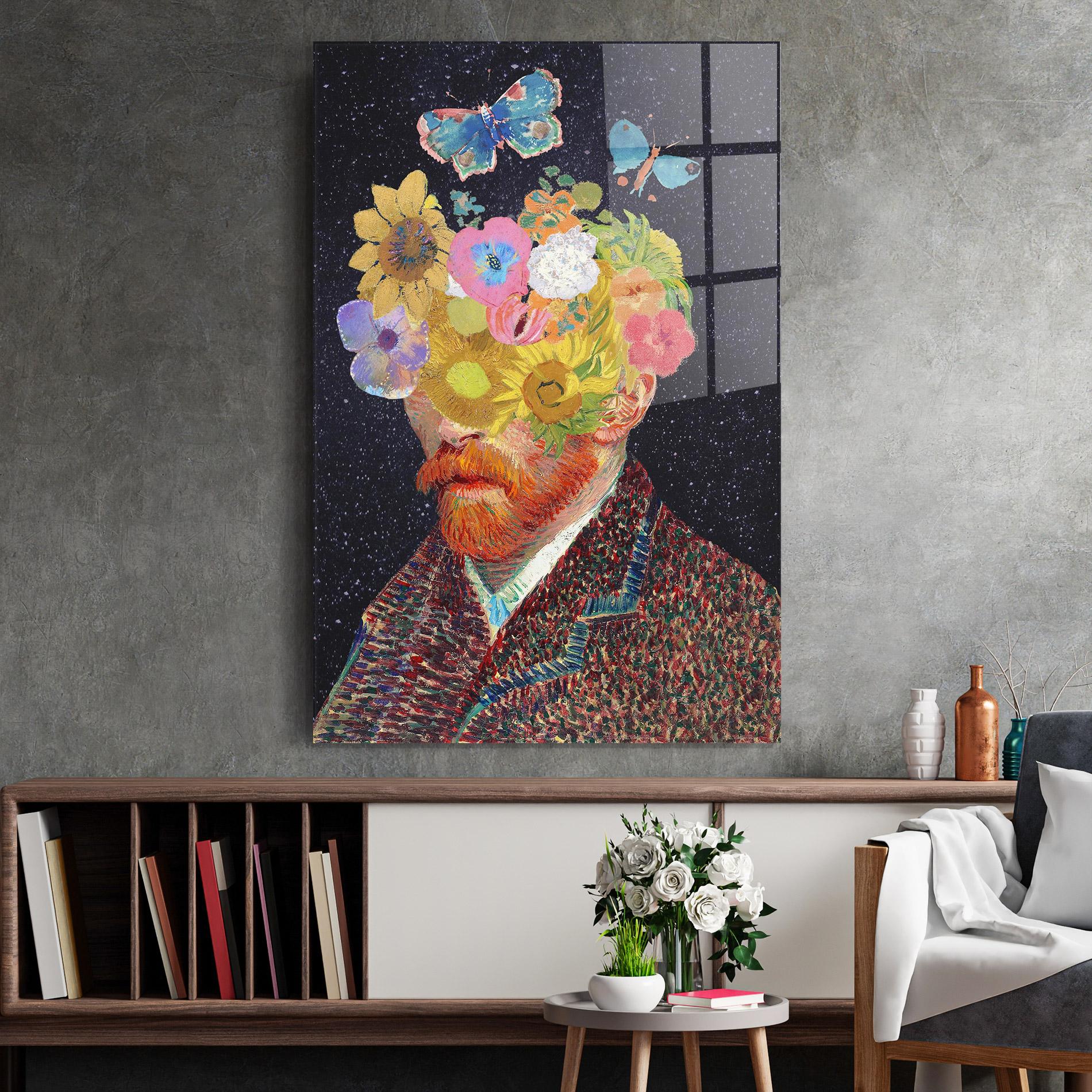 Glasbild Flower Self Portrait mockup 2