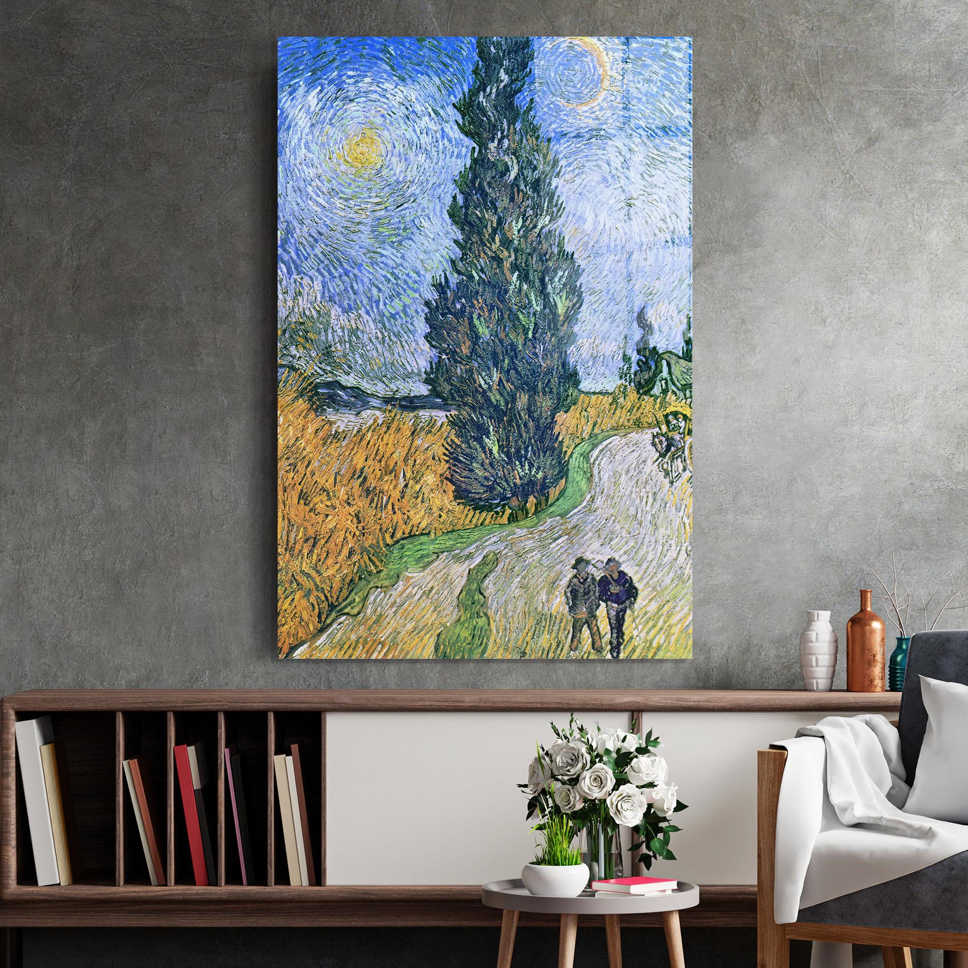 Glasbild Road With Cypress mockup 2