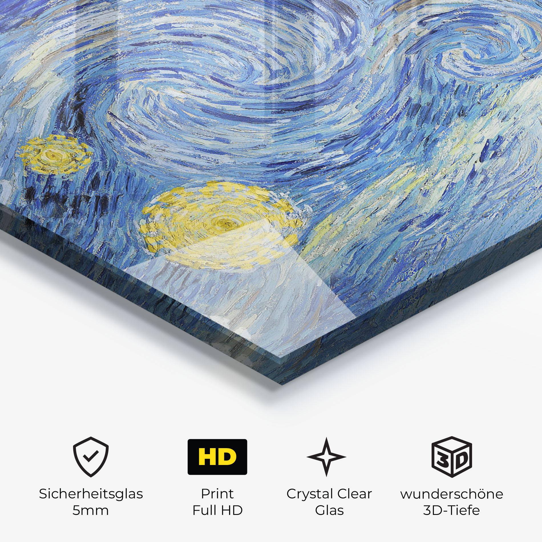 Glasbild Van Gogh Starry Night mockup 3