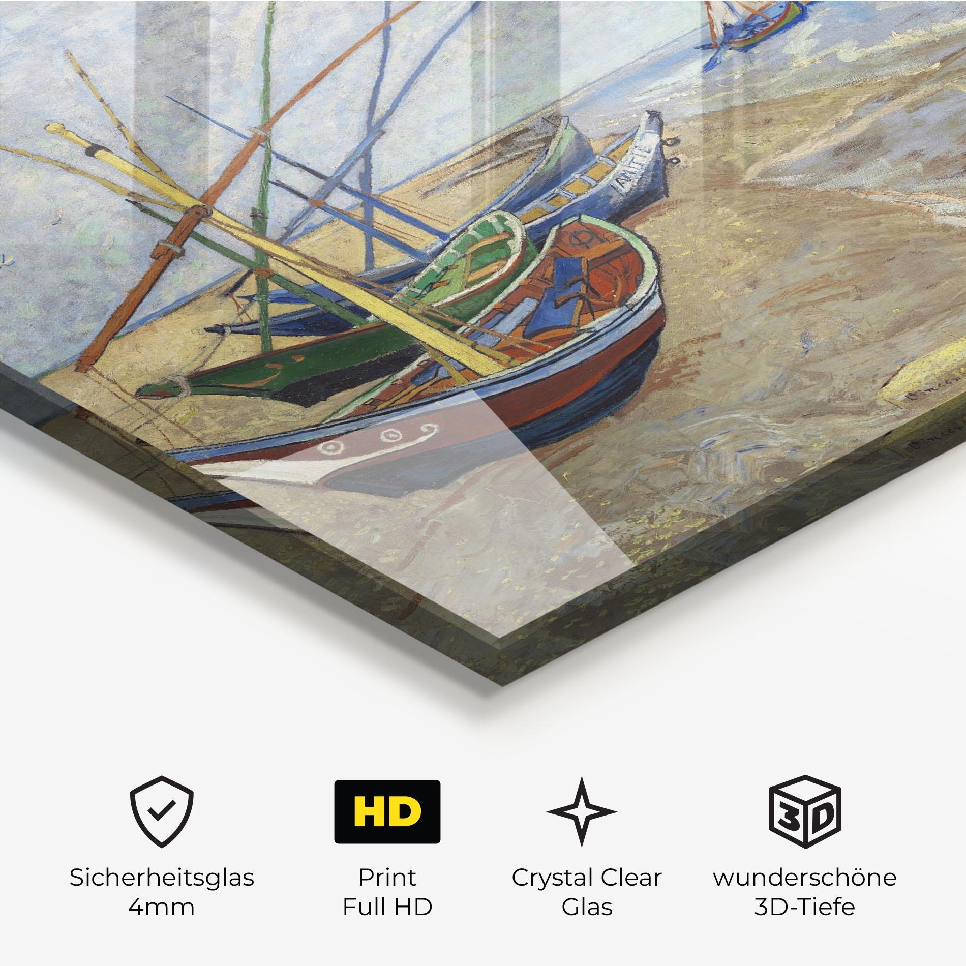 Glasbild Boats Beach mockup 3