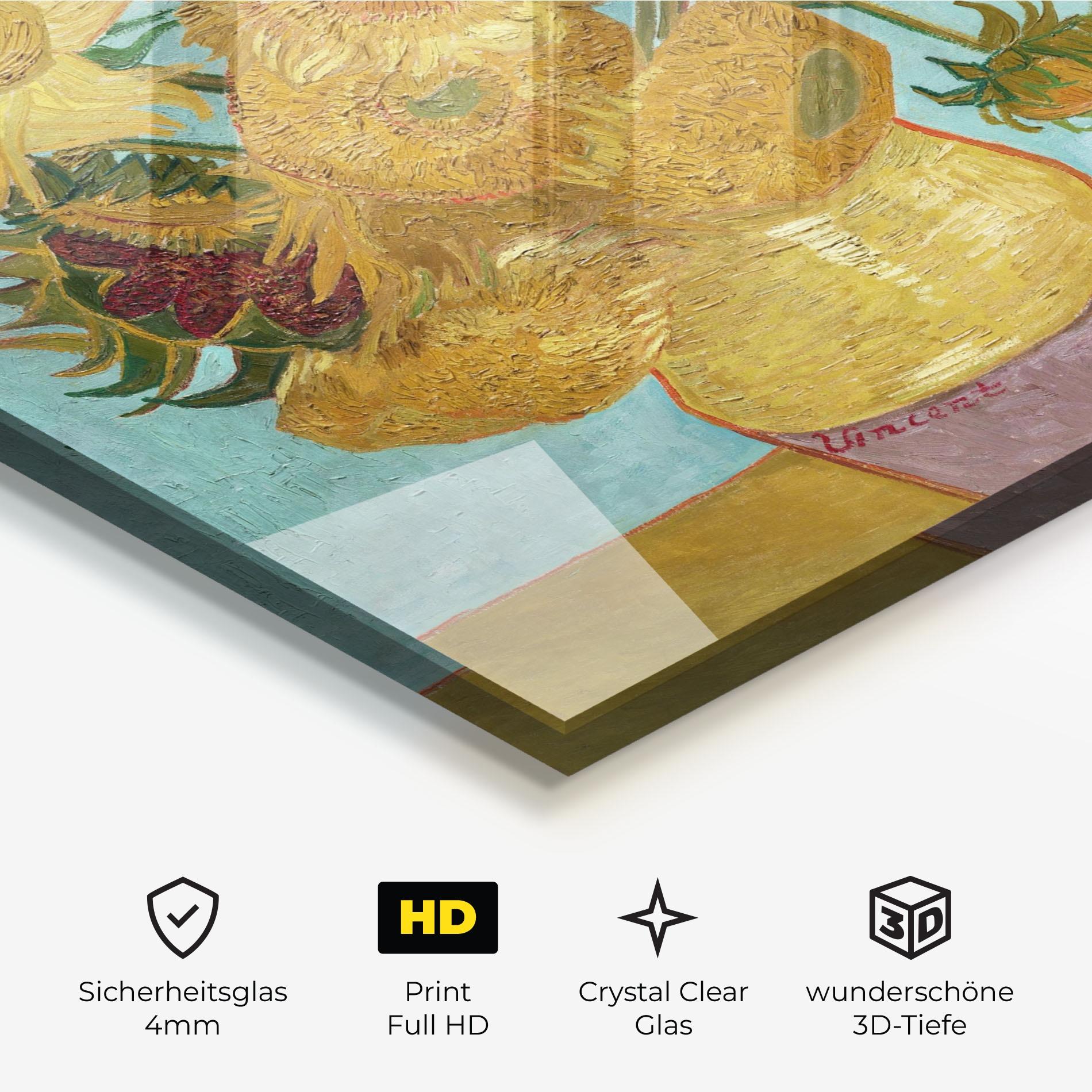 Glasbild Twelve Sunflowers mockup 3
