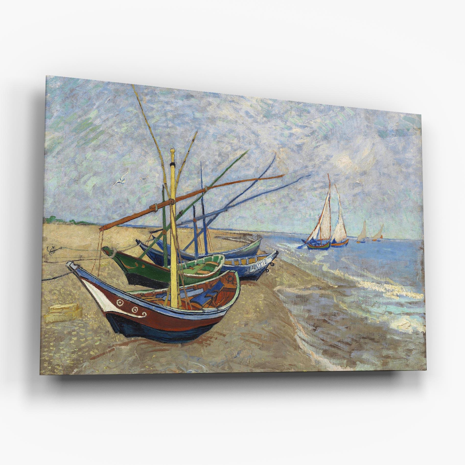 Glasbild Boats Beach mockup 6