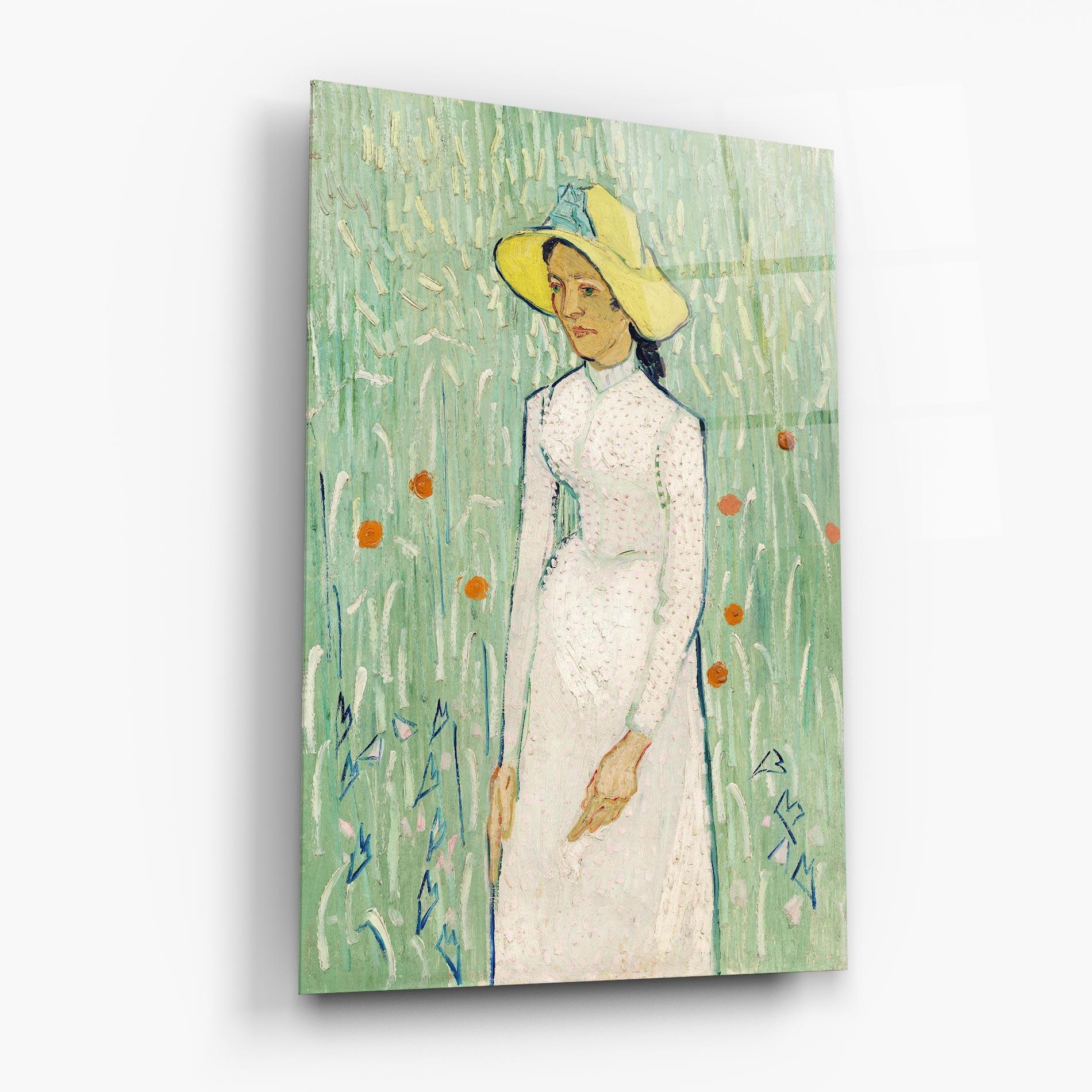Glasbild Girl In White mockup 6