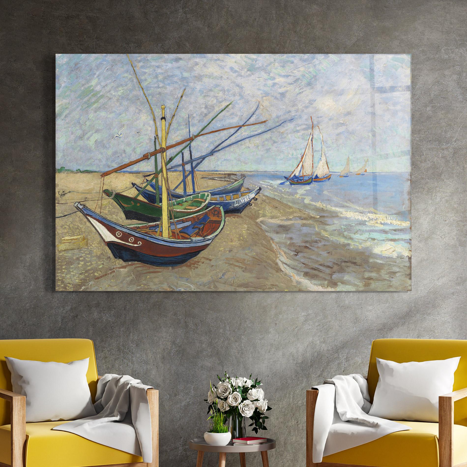 Glasbild Boats Beach mockup 4