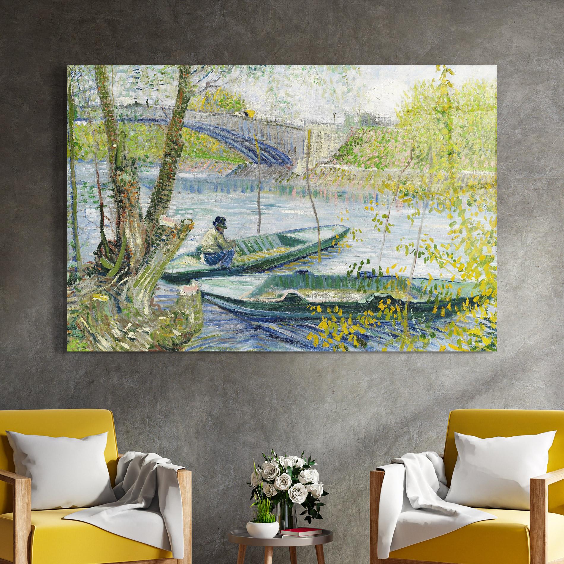 Glasbild Fishing In Spring mockup 4