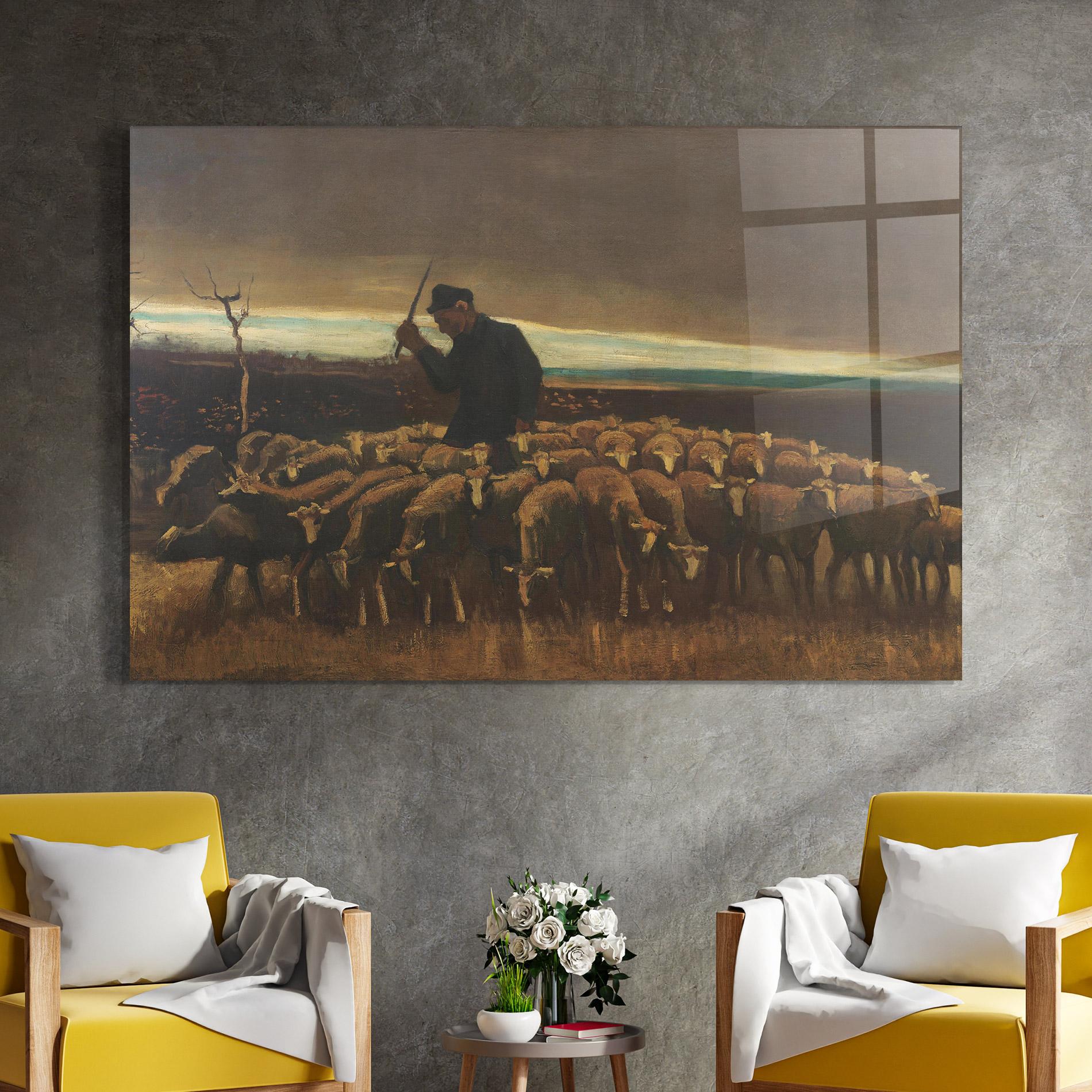 Glasbild Flock Of Sheep mockup 4