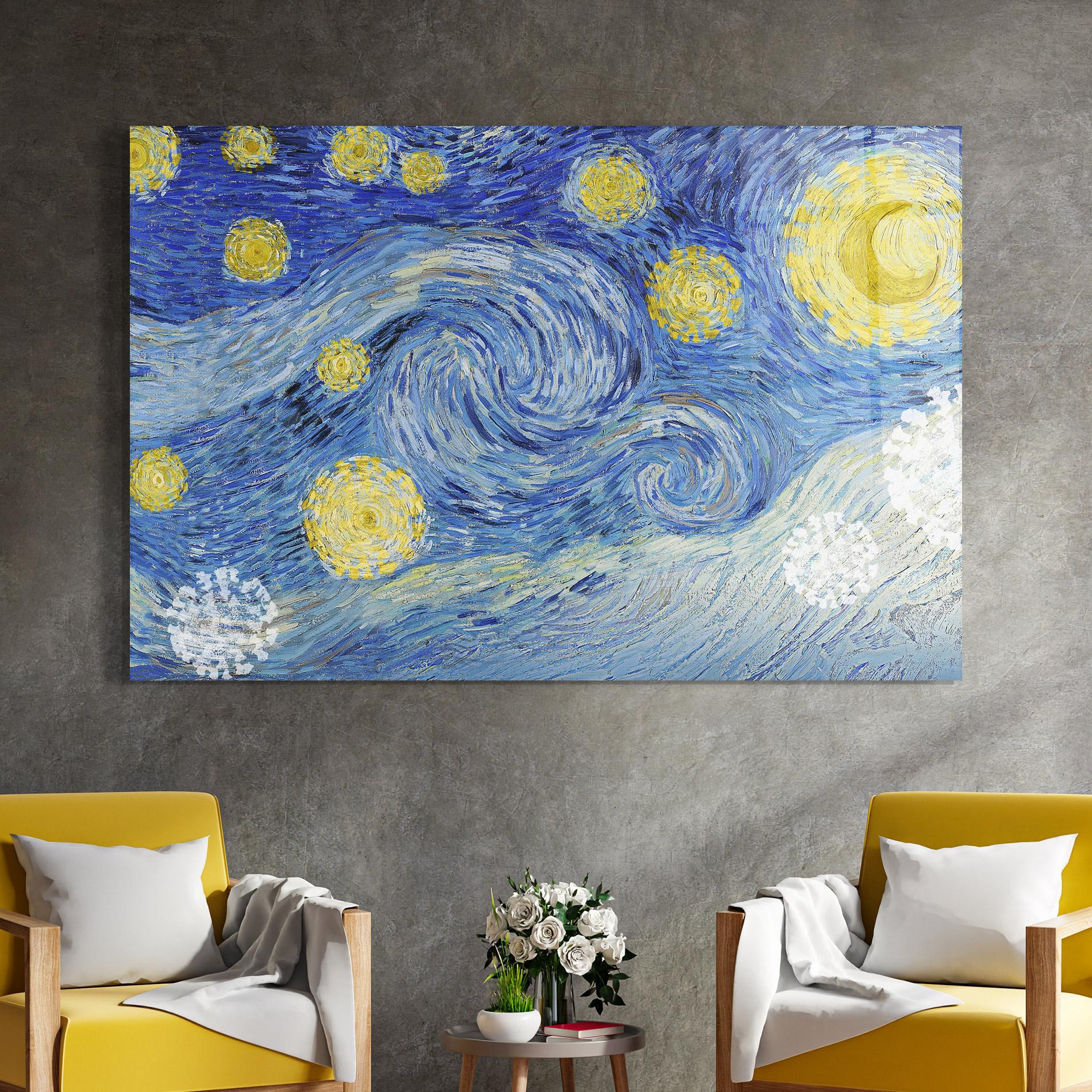 Glasbild Van Gogh Starry Night mockup 4