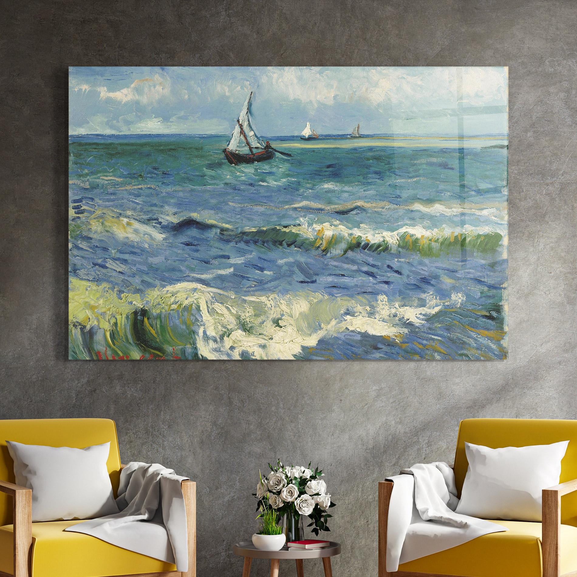 Glasbild Zeegezicht Saintes Maries mockup 4