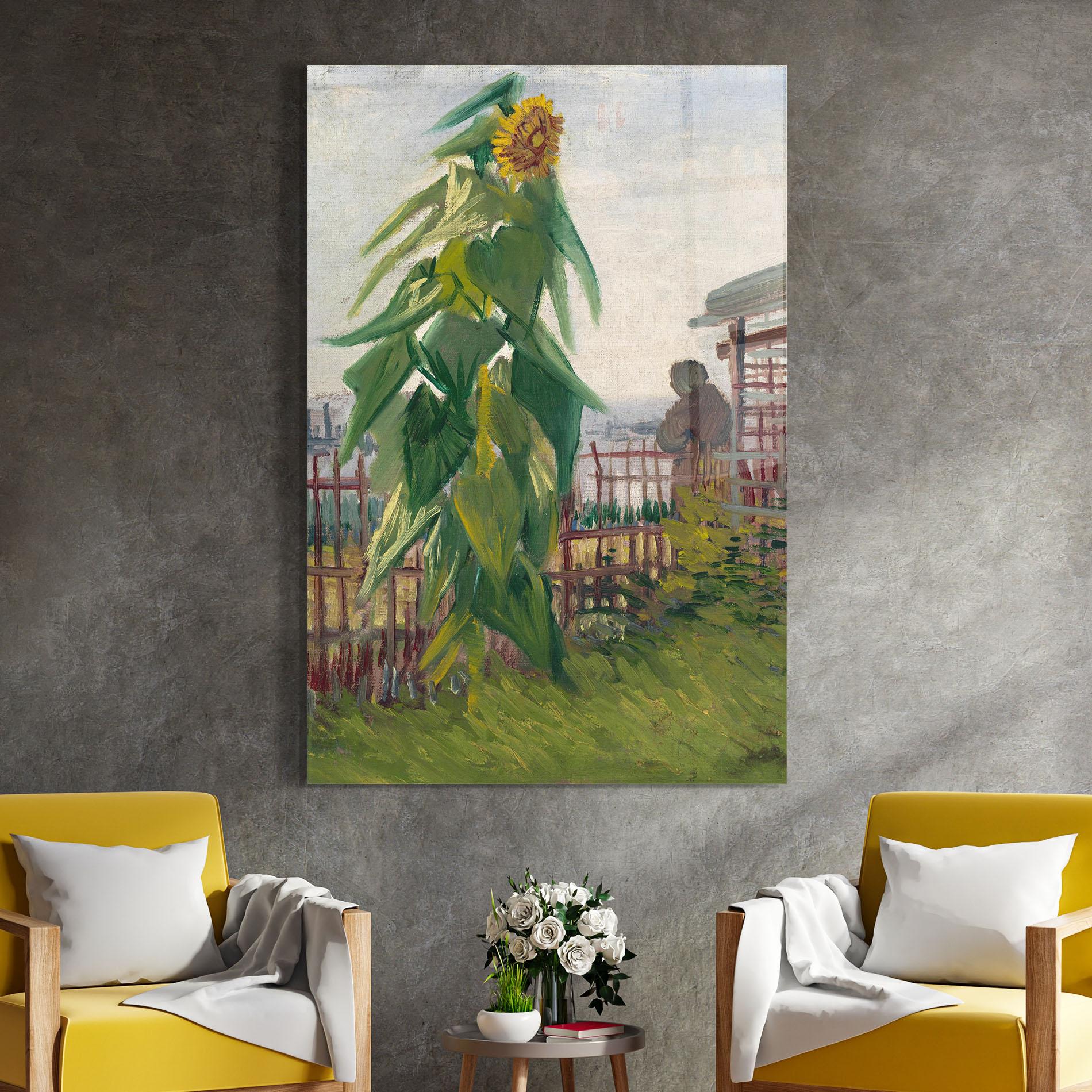 Glasbild Allotment With Sunflower mockup 4